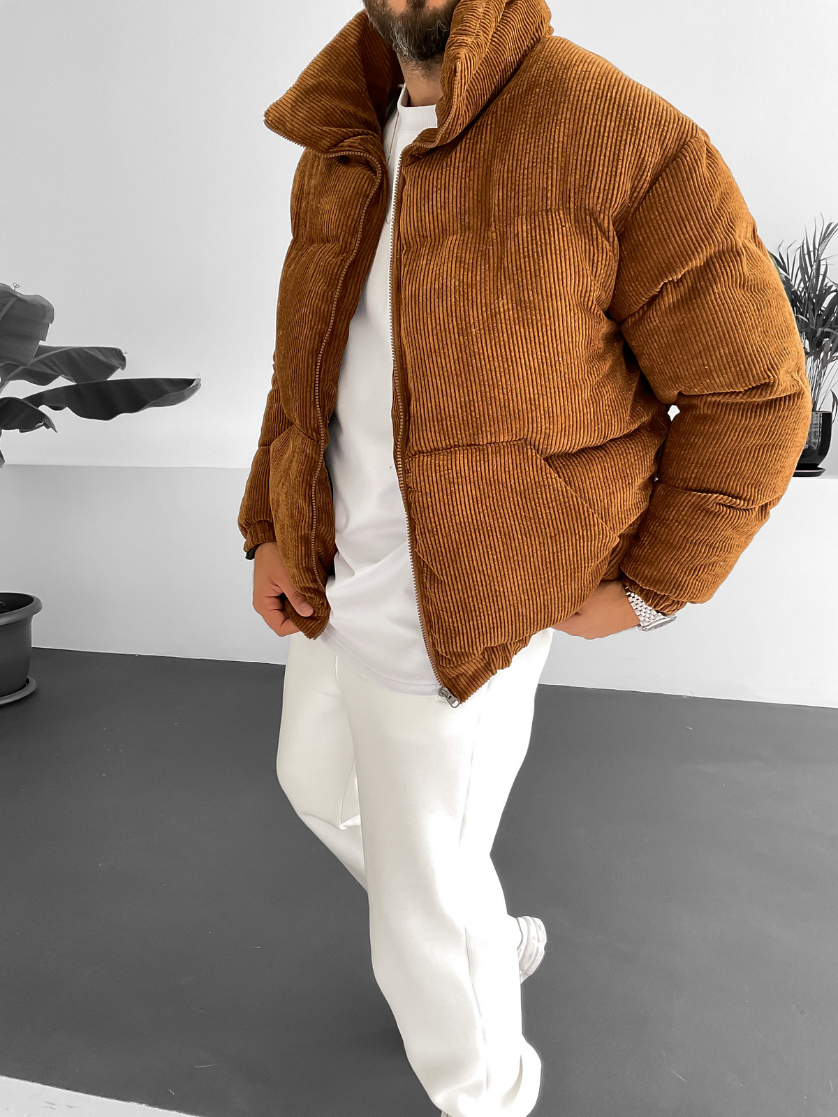 Taba Kadife Şişme Mont V-21-620