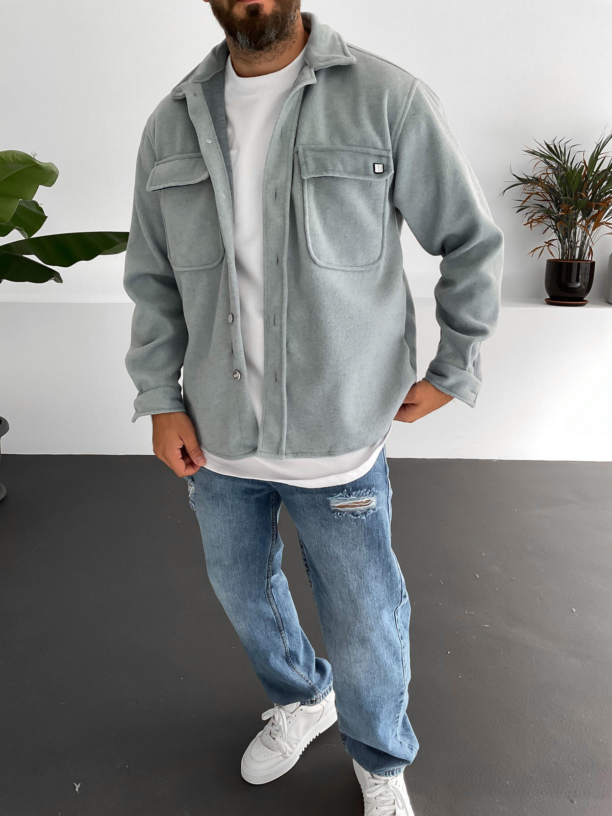 Ice Gri Kaşe Ceket G-5058/1
