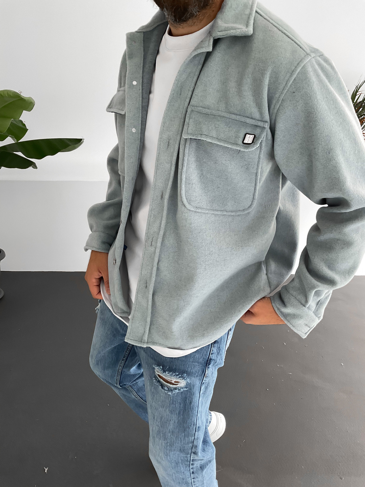 Ice Gri Kaşe Ceket G-5058/1