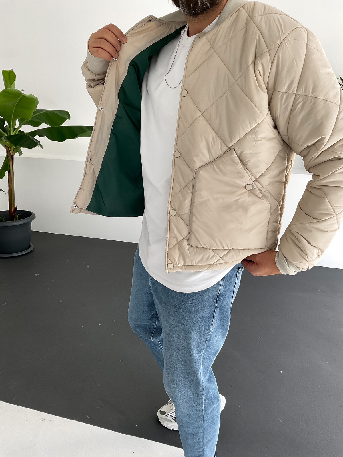 Bej Kapitone Bomber İnce Mont G-5070