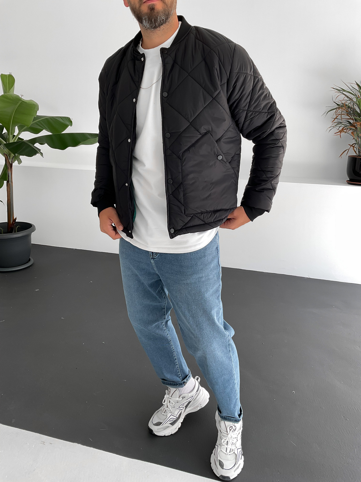 Siyah Kapitone Bomber İnce Mont G-5070