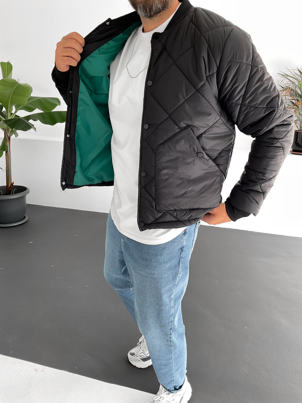 Siyah Kapitone Bomber İnce Mont G-5070