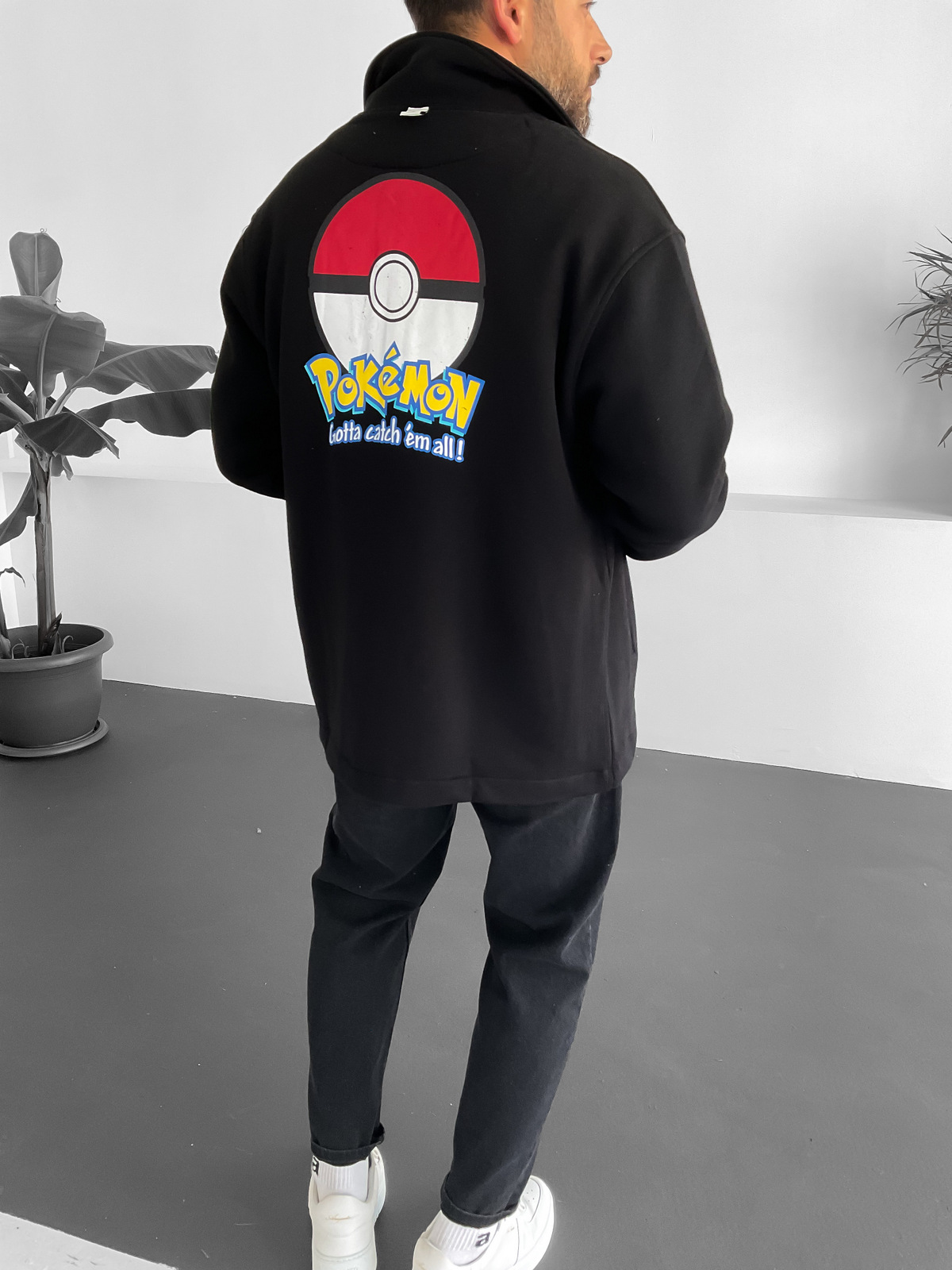 Siyah Pokemon Baskılı Ceket V-10128