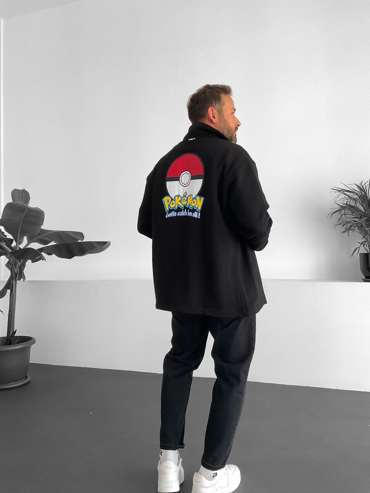 Siyah Pokemon Baskılı Ceket V-10128
