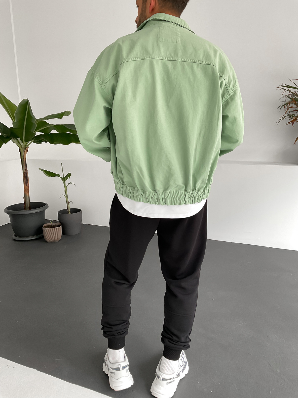 Yeşil Gabardin Bomber Ceket GJ-15431