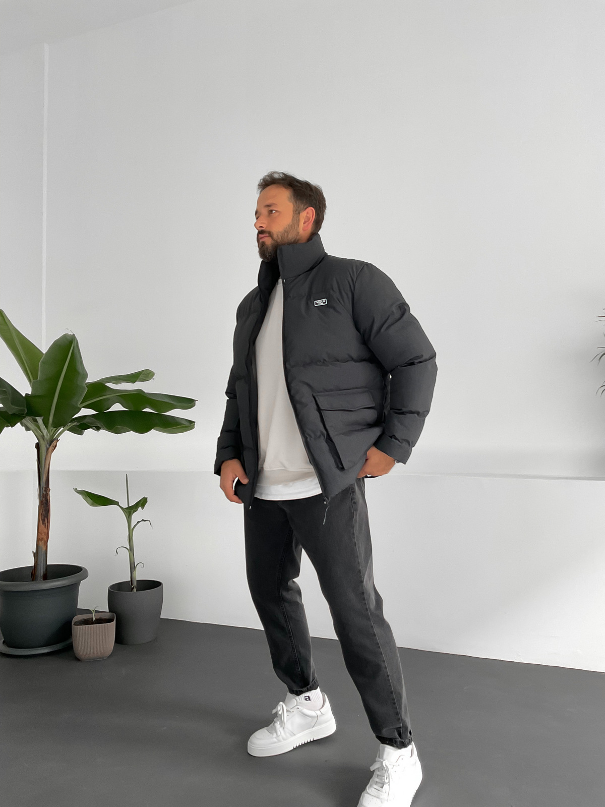 Antrasit Çift Cepli Şişme Mont RL-25080