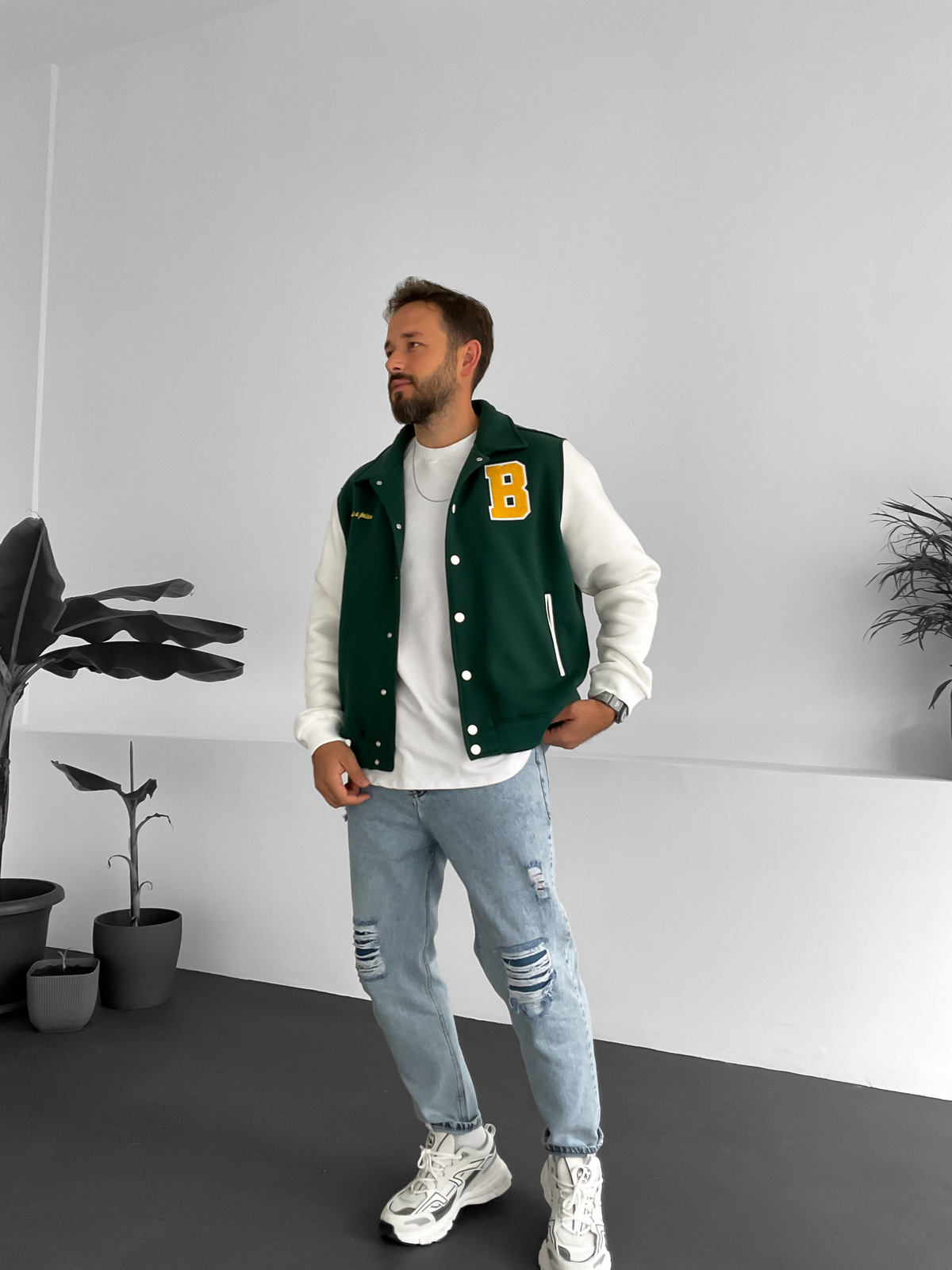 Yeşil Şardonlu Kolej Ceket B-2111