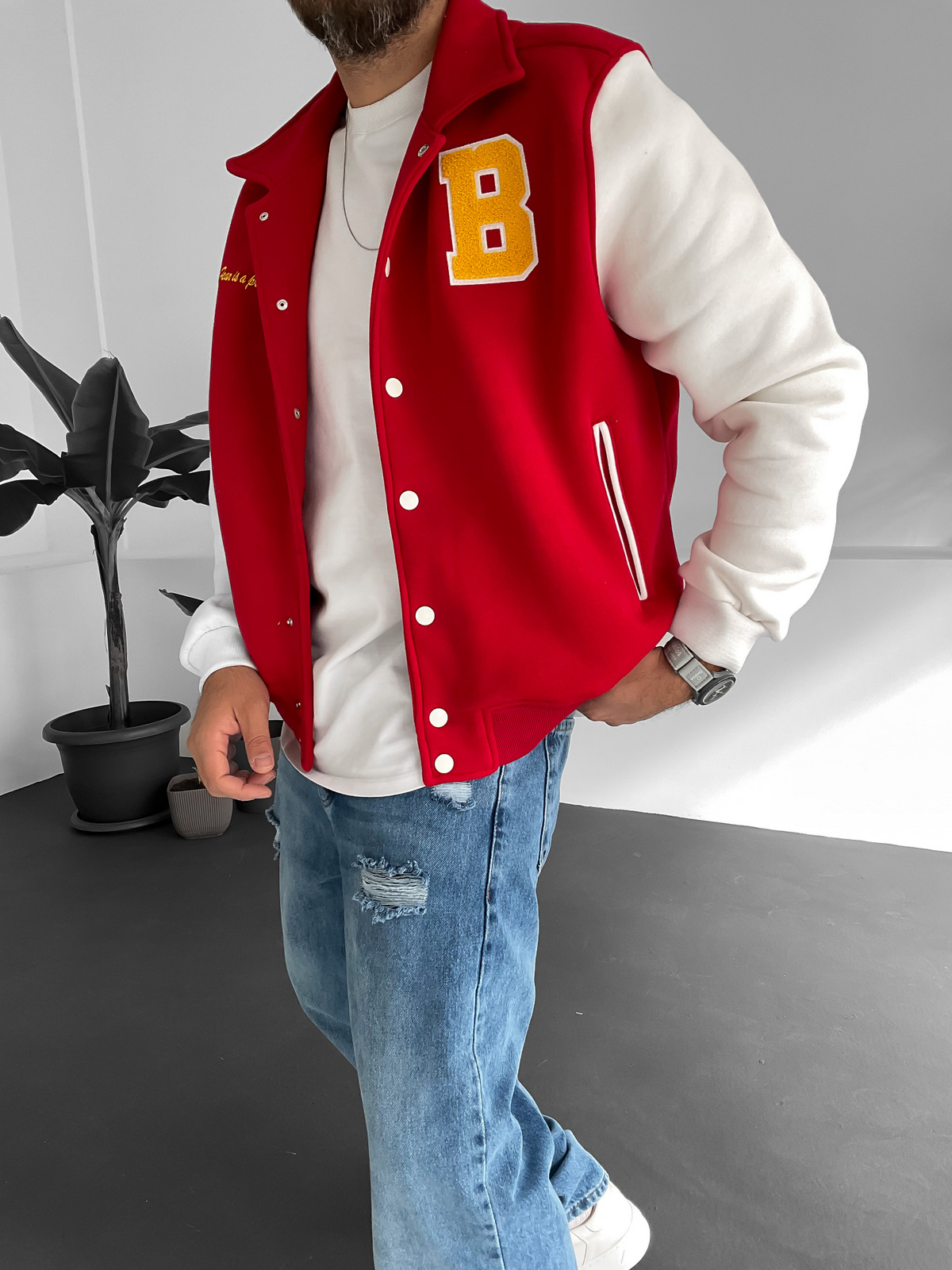Kırmızı Şardonlu Kolej Ceket B-2111