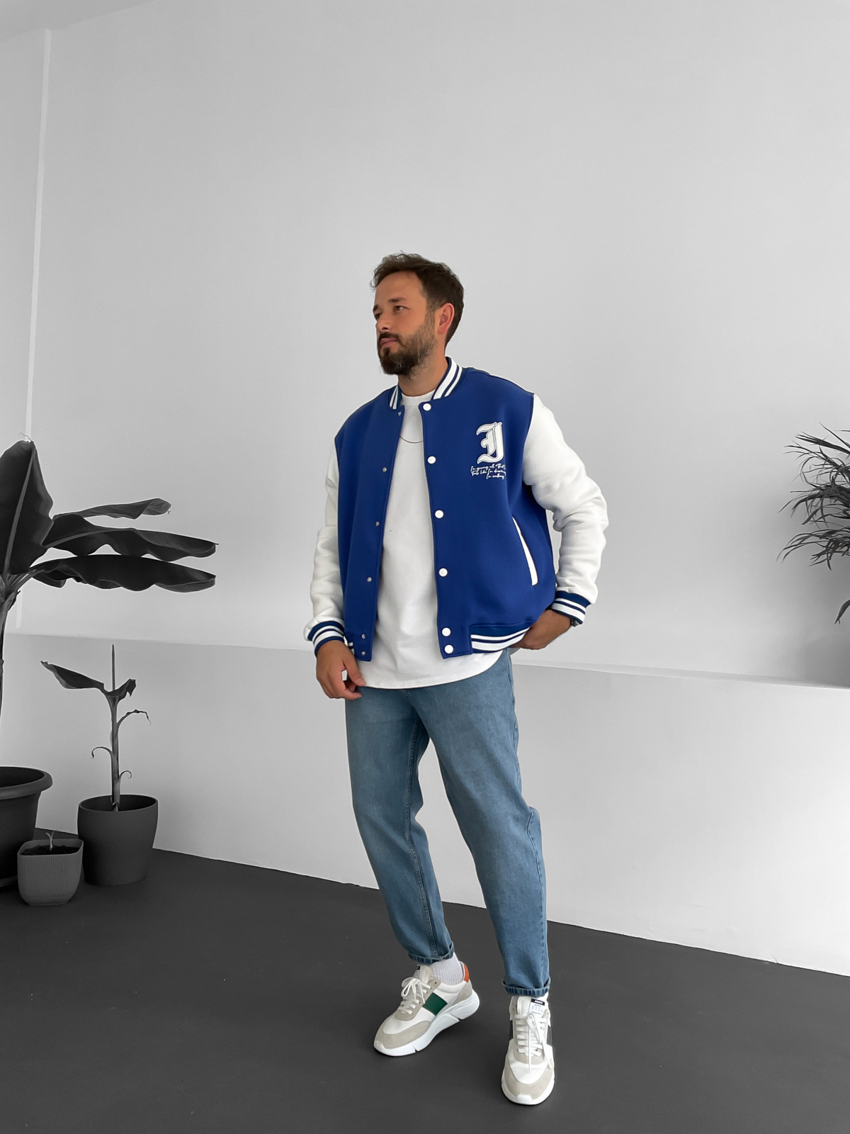 Mavi Sırt Baskılı Kolej Ceket B-2110