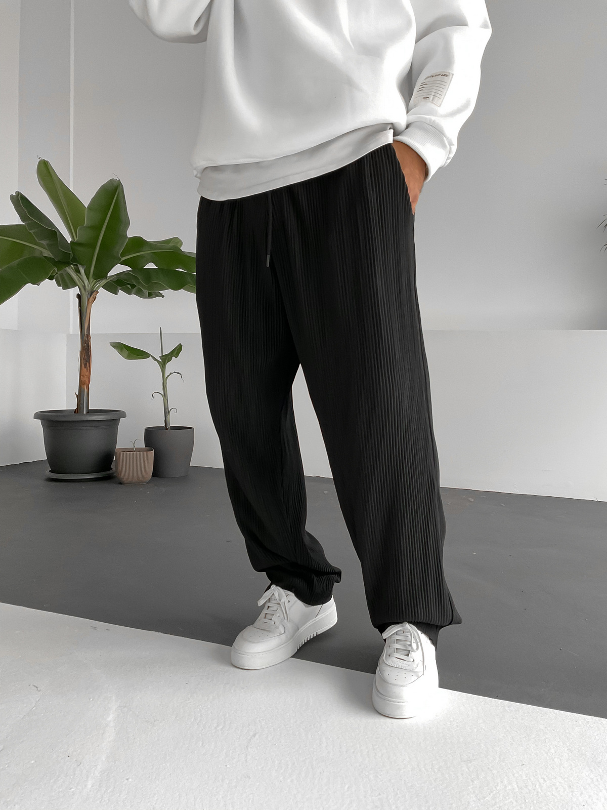 Siyah Fitilli Basic Pantolon V-10188/10285