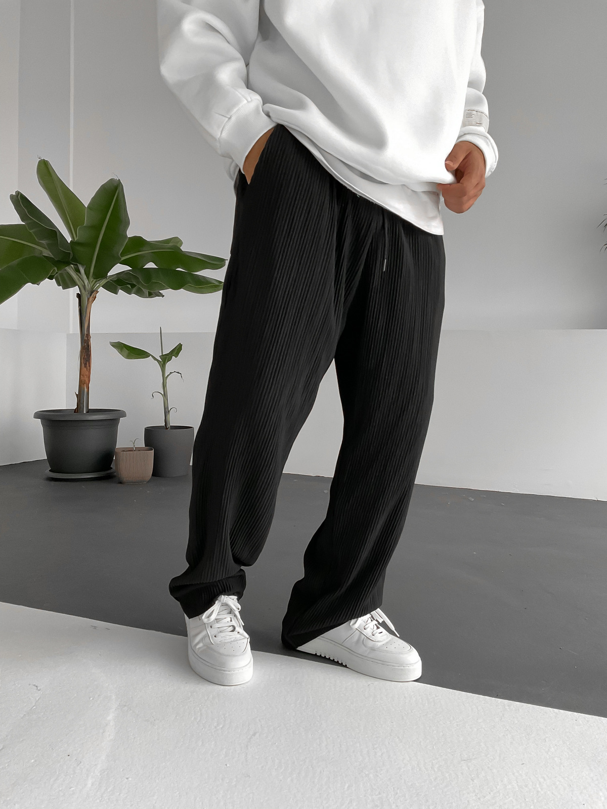 Siyah Fitilli Basic Pantolon V-10188/10285