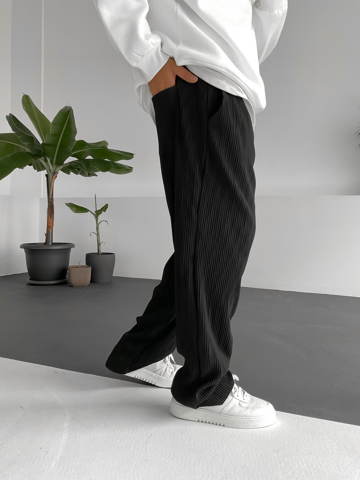 Siyah Fitilli Basic Pantolon V-10188/10285