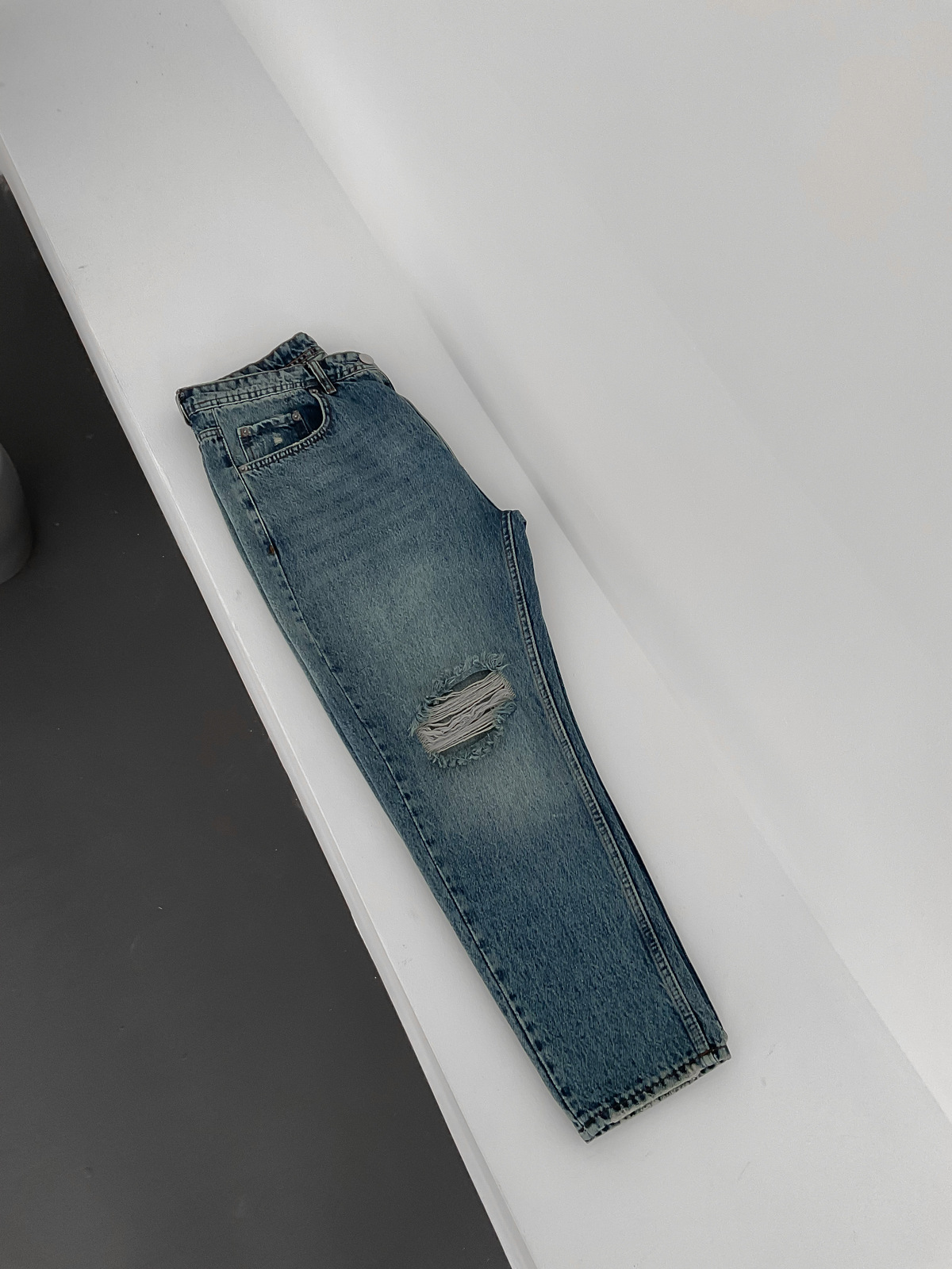 Mavi Tek Yırtıklı Boyfriend B1-4022