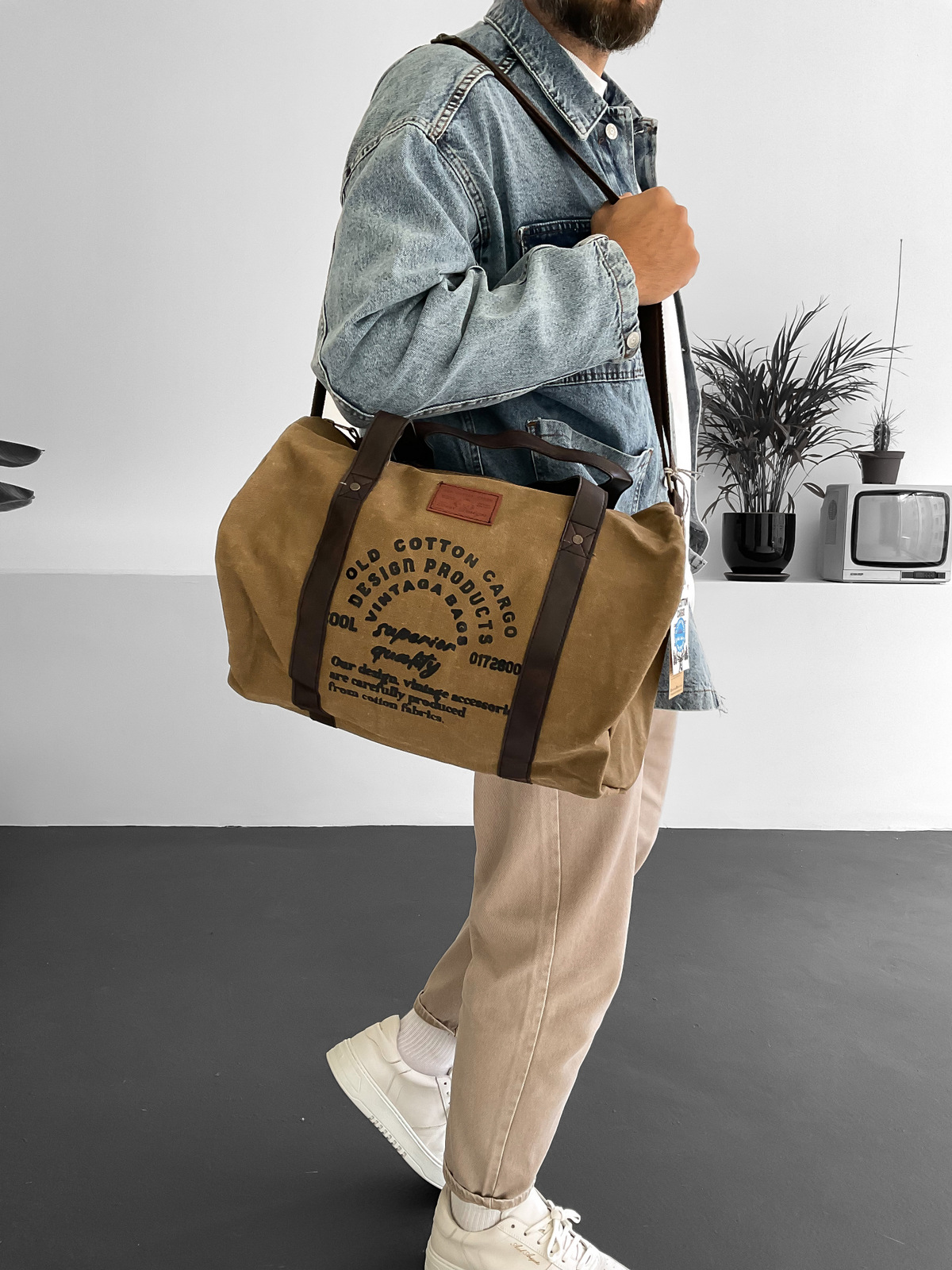 Kahve Burlap Omuz Çantası OC-7204