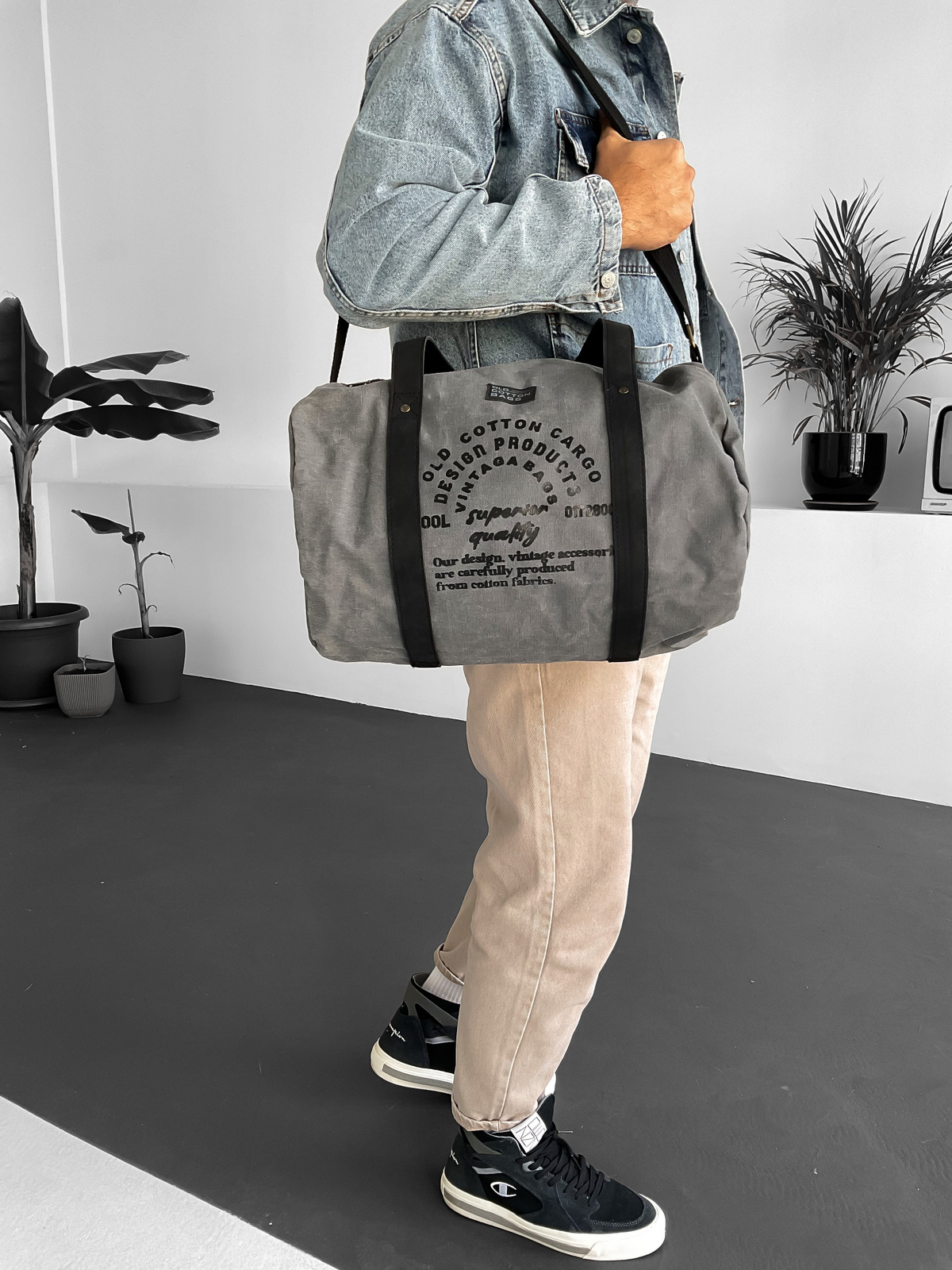 Antrasit Burlap Omuz Çantası OC-7204