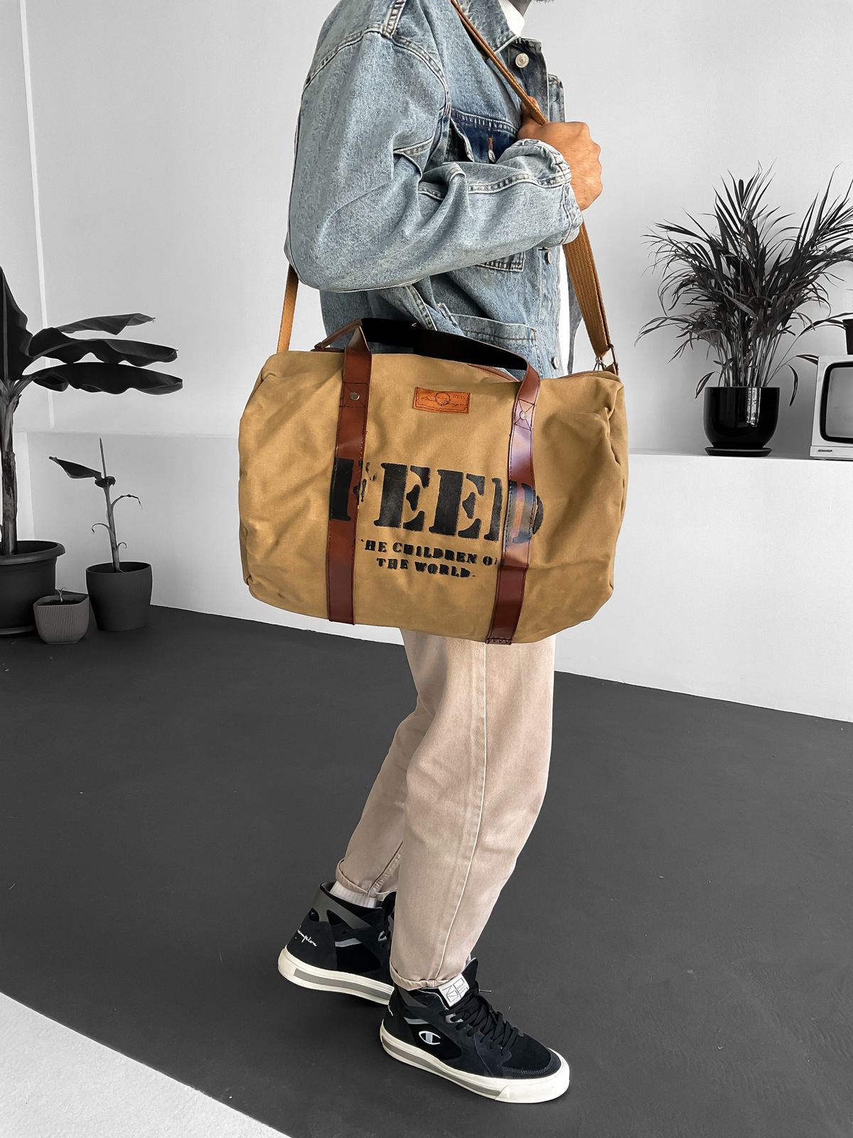 Kahve Burlap Feed Omuz Çantası OC-7204