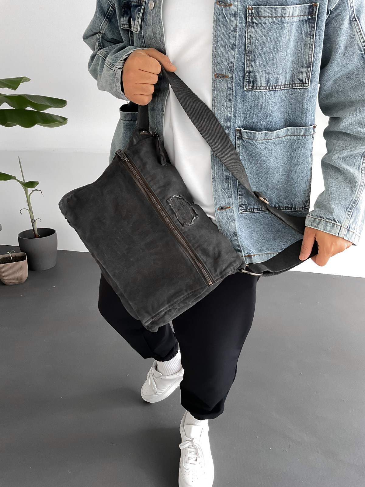 Antrasit Mulafer Canvas Omuz Çantası OC-8128