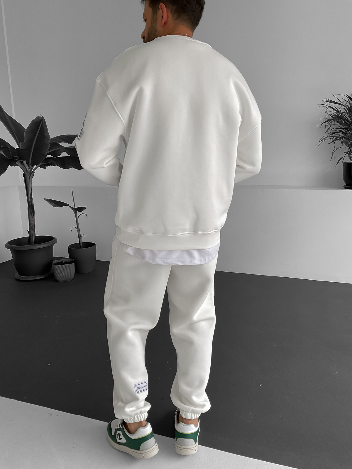 Beyaz Flow Baskılı Sweatshirt M-3381