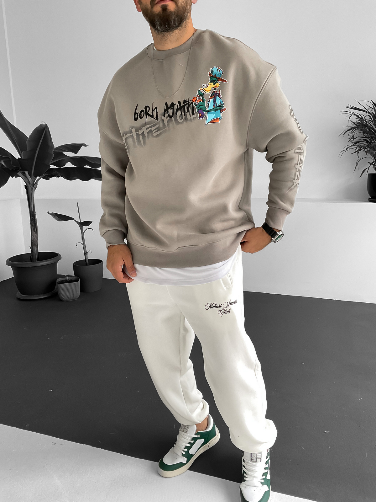 Ice Gri Flow Baskılı Sweatshirt M-3381