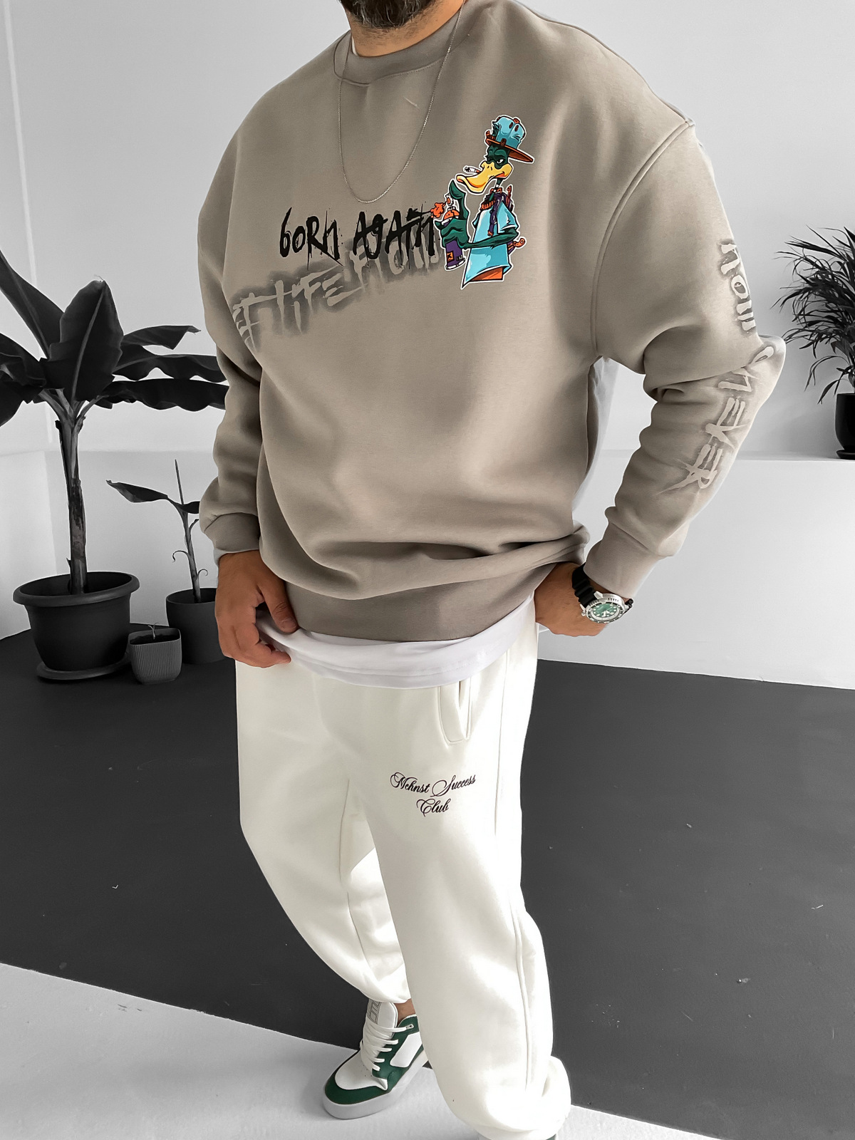 Ice Gri Flow Baskılı Sweatshirt M-3381