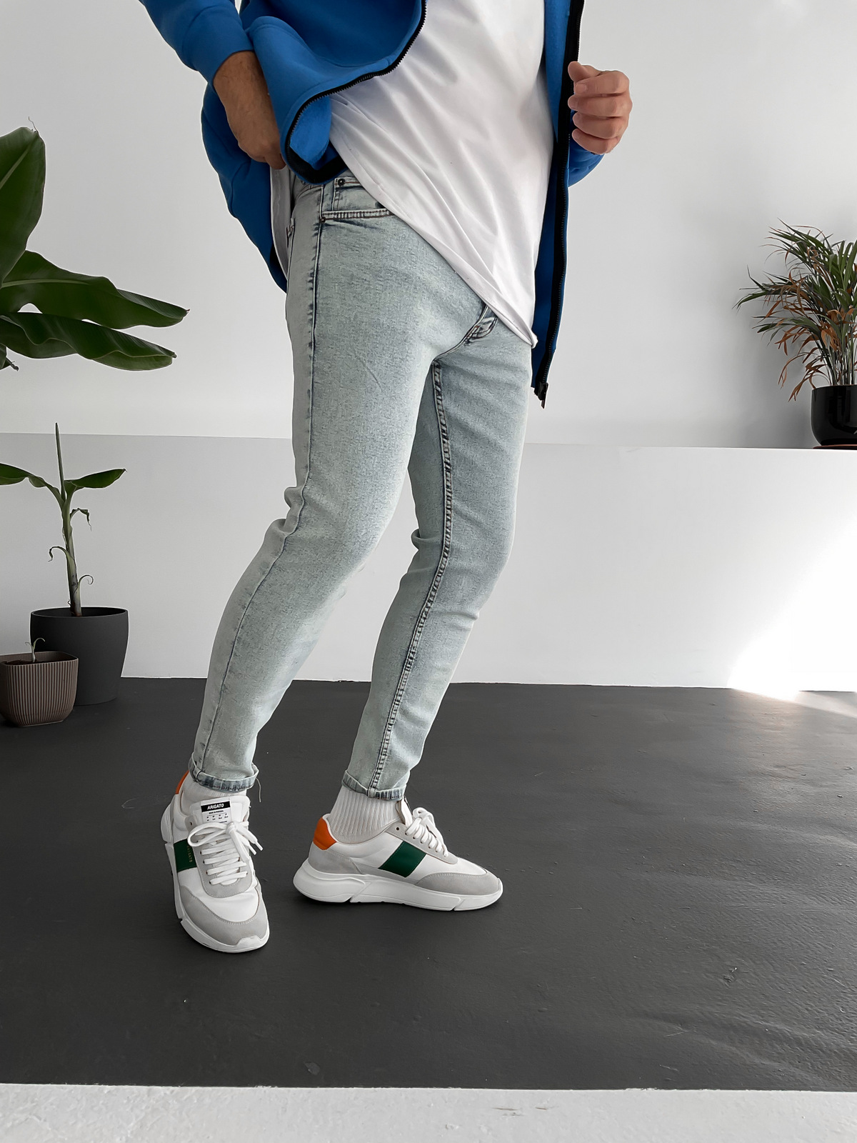 Buz Mavisi Yıkamalı Slim Fit Pantolon WE-1219