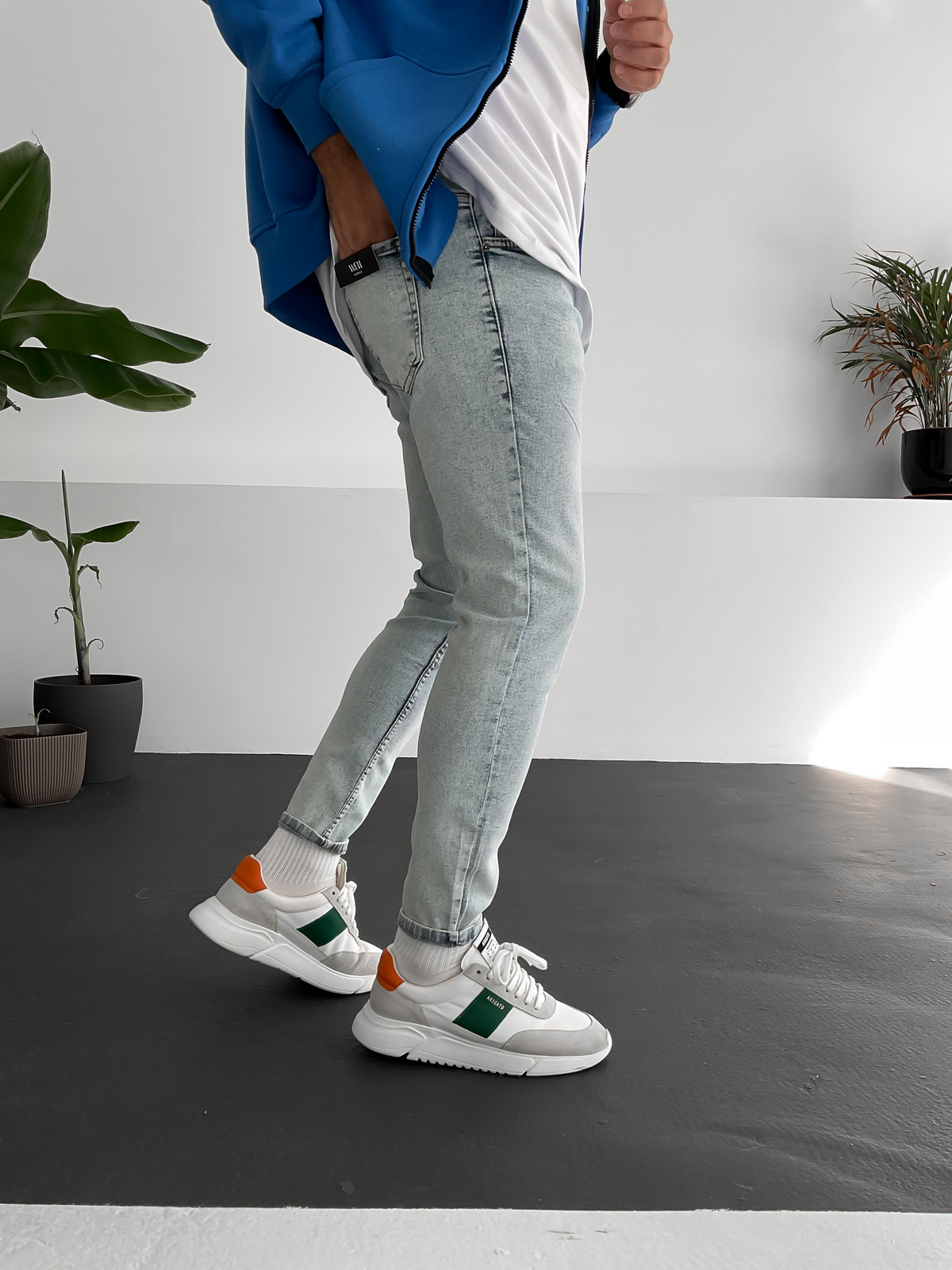 Buz Mavisi Yıkamalı Slim Fit Pantolon WE-1219