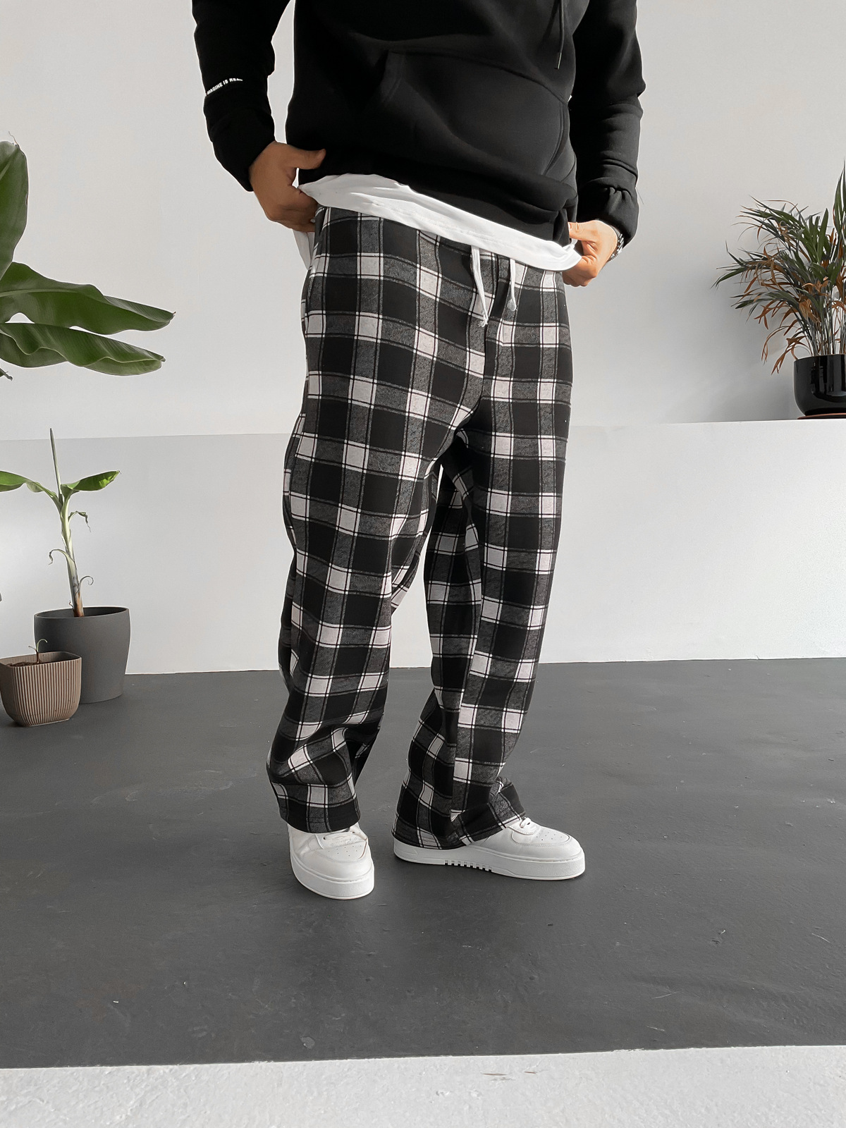 Siyah Şardonlu Ekose Pantolon PM