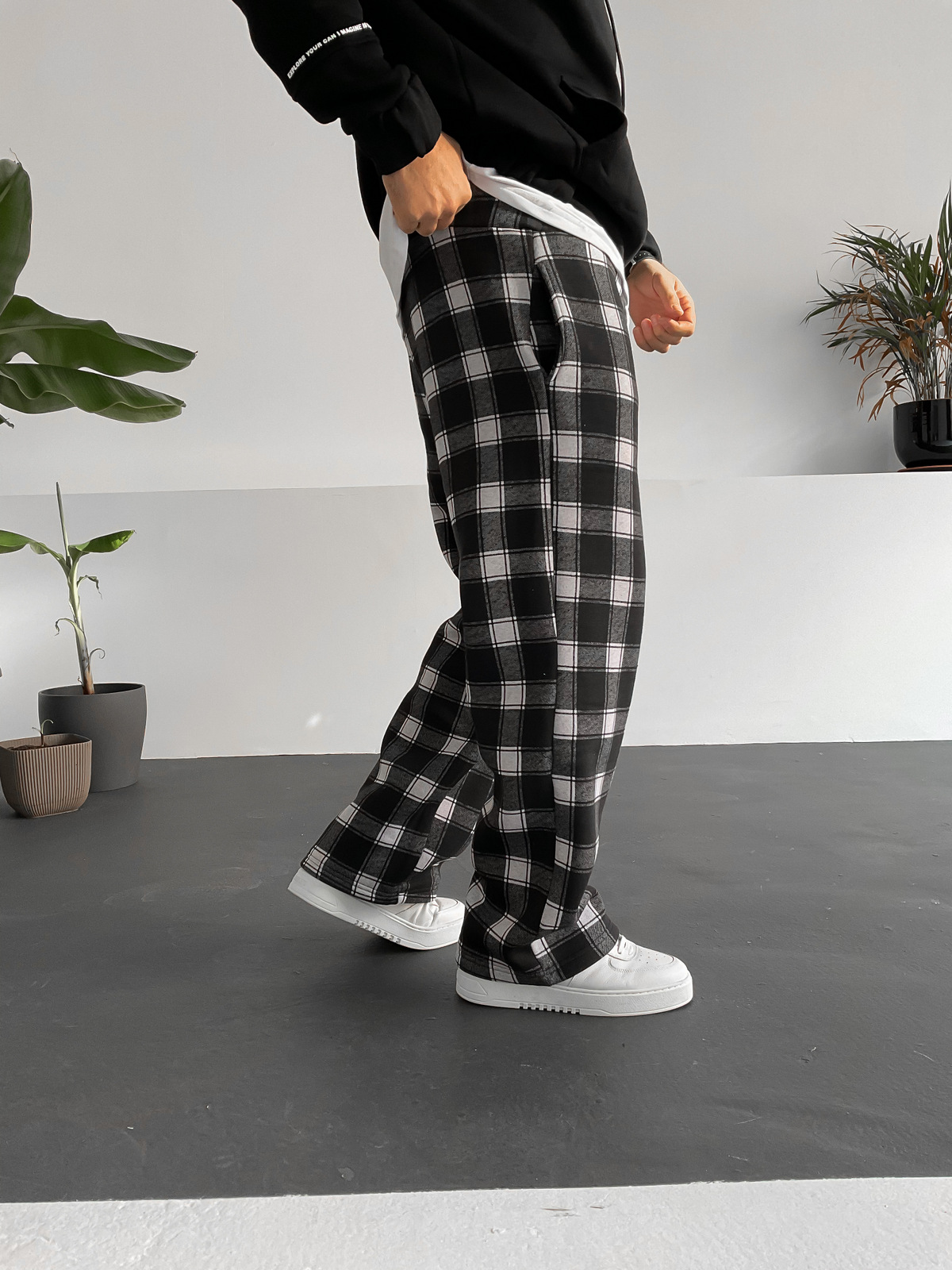 Siyah Şardonlu Ekose Pantolon PM