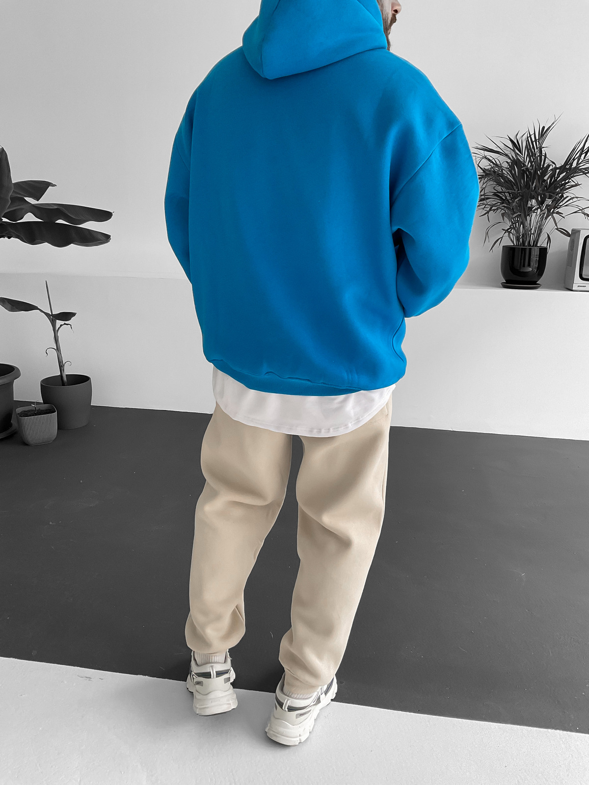 Mavi Oversize Kapüşonlu Sweat V-10365