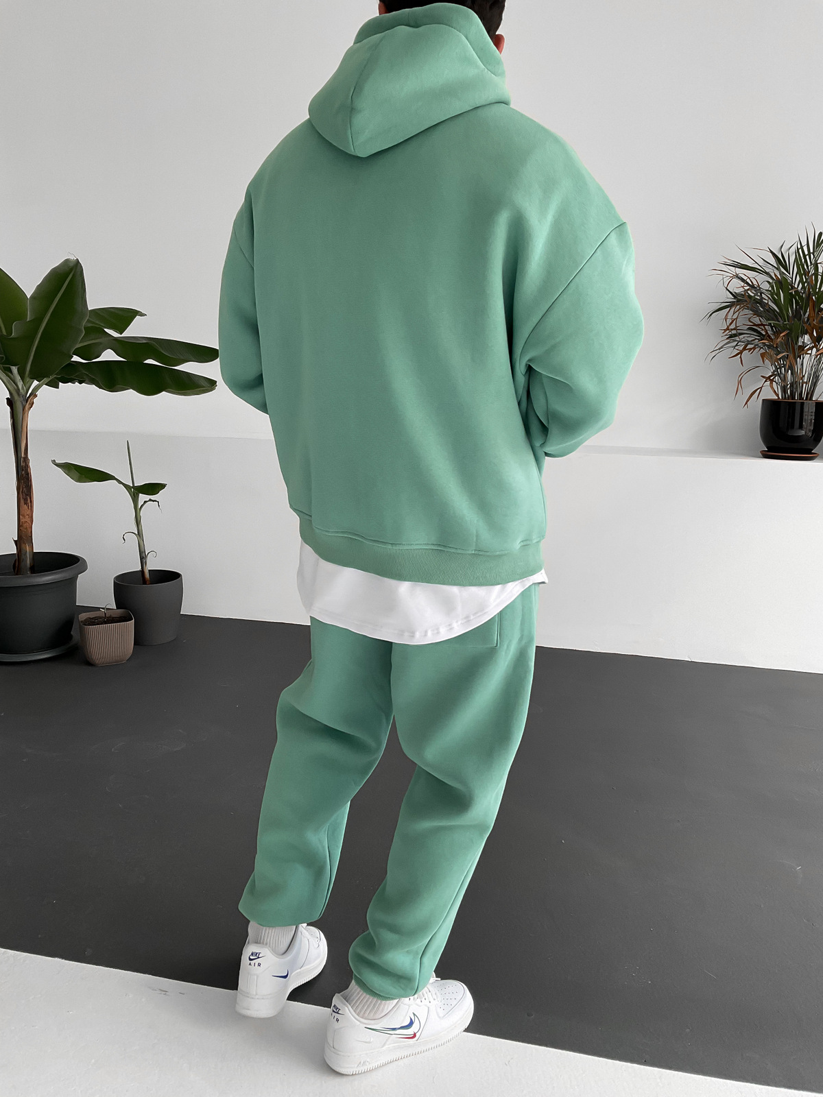 Yeşil Oversize Kapüşonlu Sweat V-10365