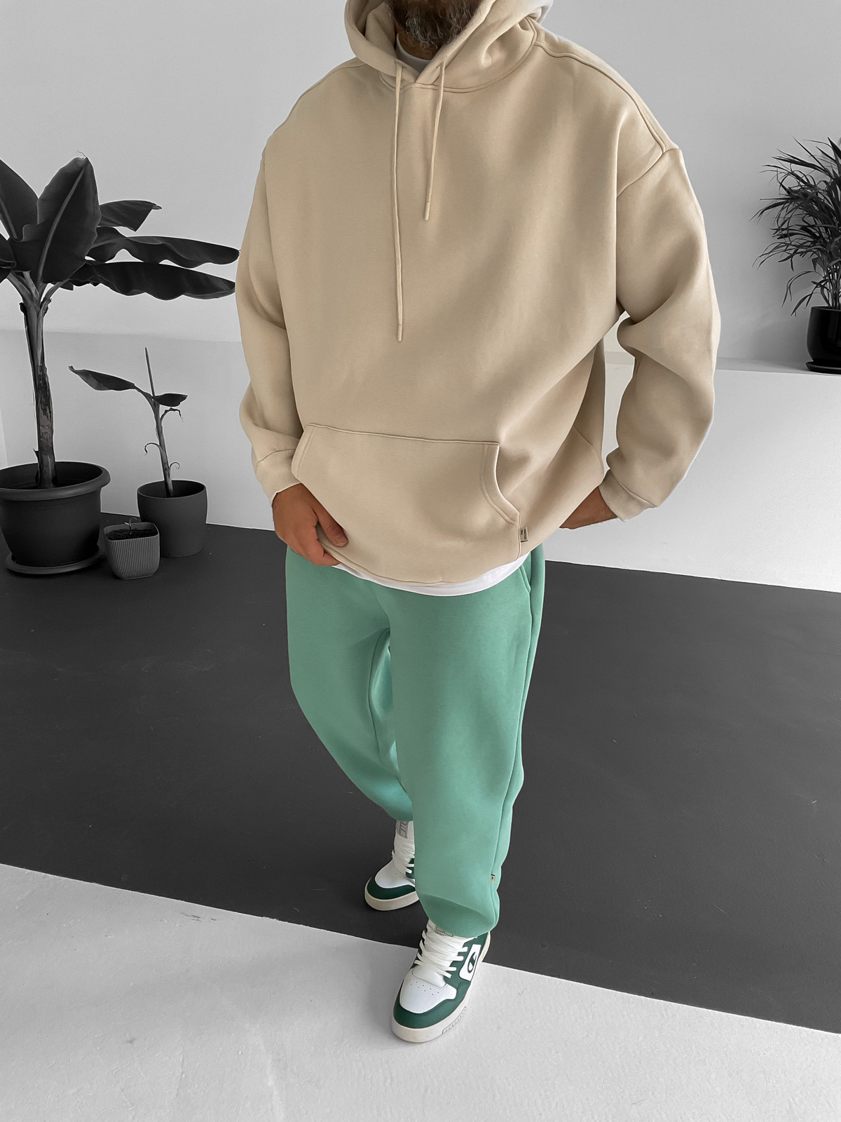 Taş Oversize Kapüşonlu Sweat V-10365