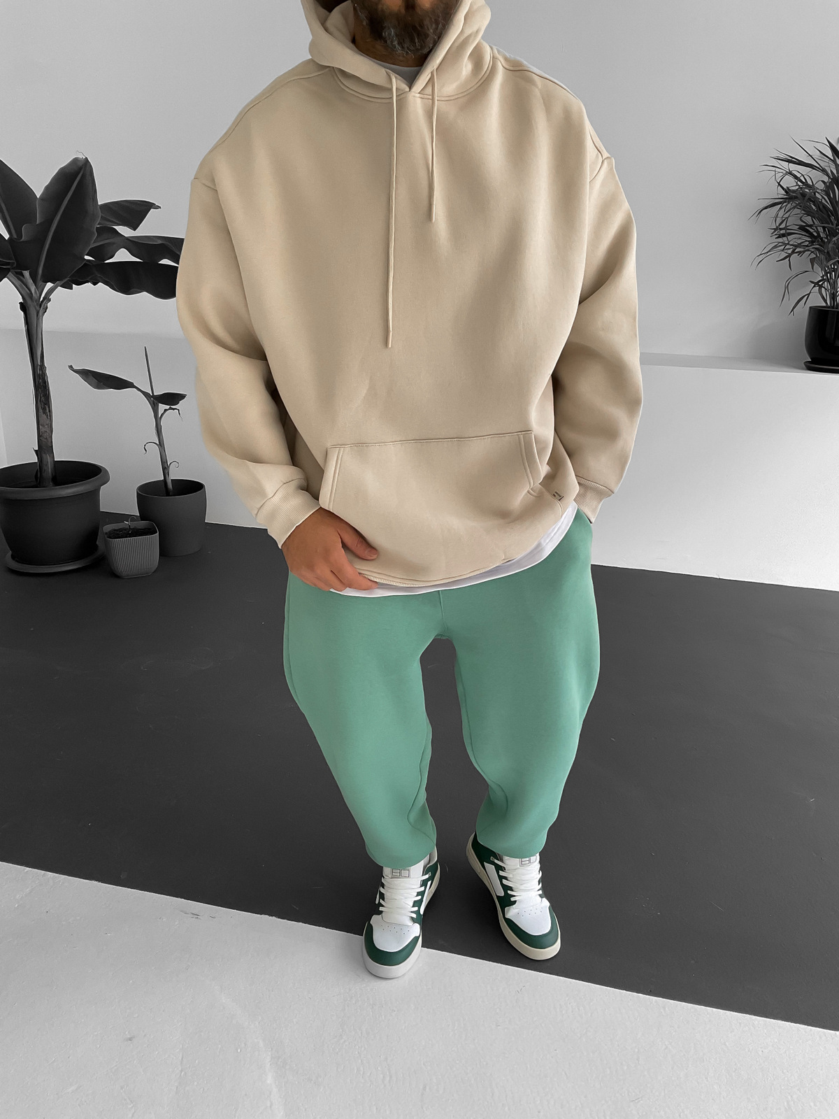 Taş Oversize Kapüşonlu Sweat V-10365