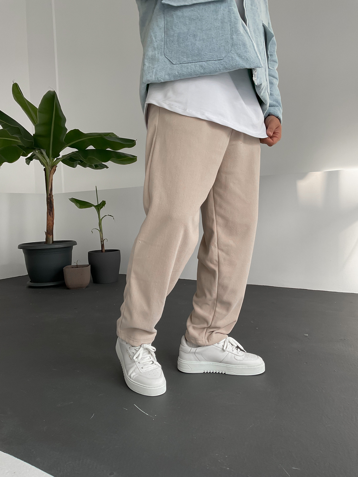 Bej Havlu Kumaş Şardonlu Pantolon V-10355