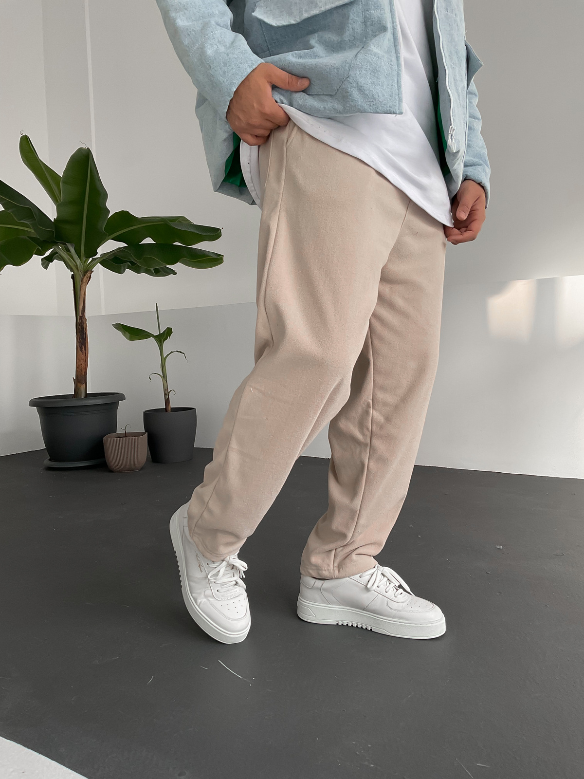 Bej Havlu Kumaş Şardonlu Pantolon V-10355