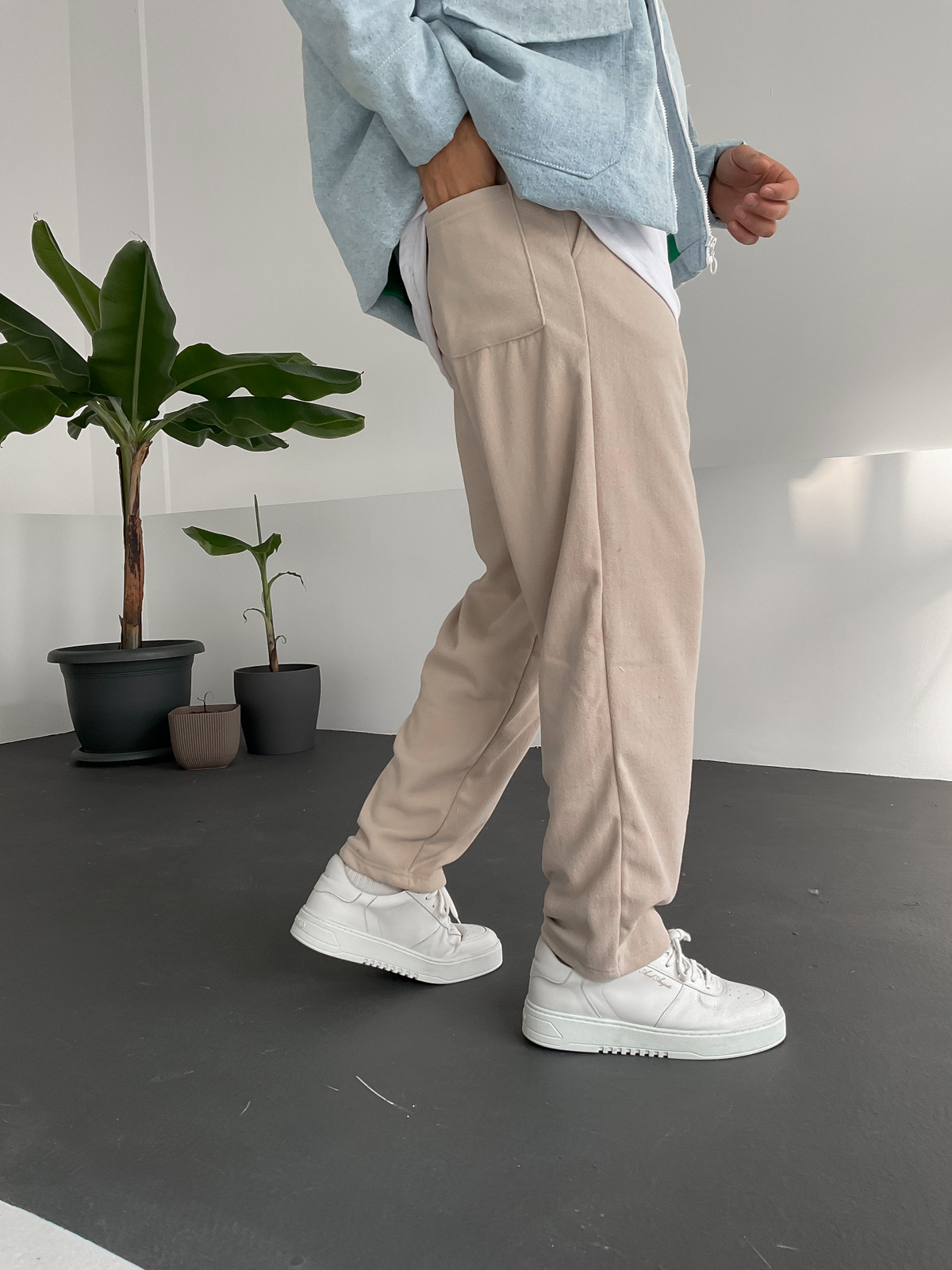 Bej Havlu Kumaş Şardonlu Pantolon V-10355