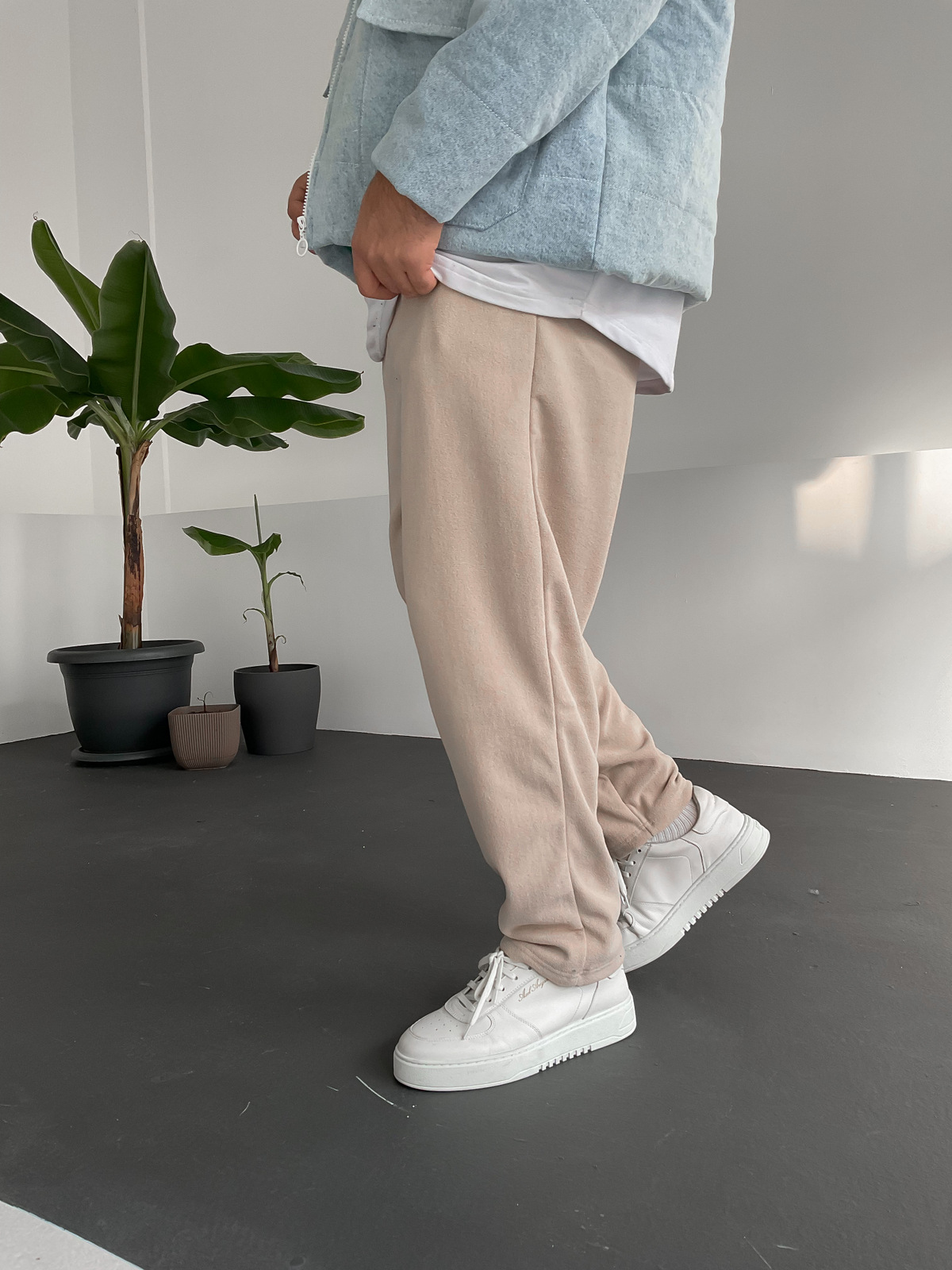 Bej Havlu Kumaş Şardonlu Pantolon V-10355