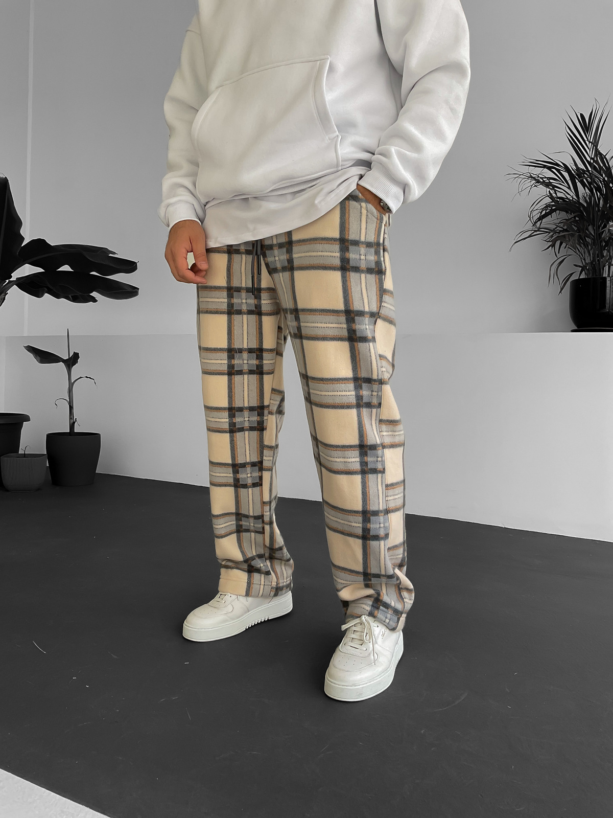 Mavi Ekose Polar Pantolon K-1036