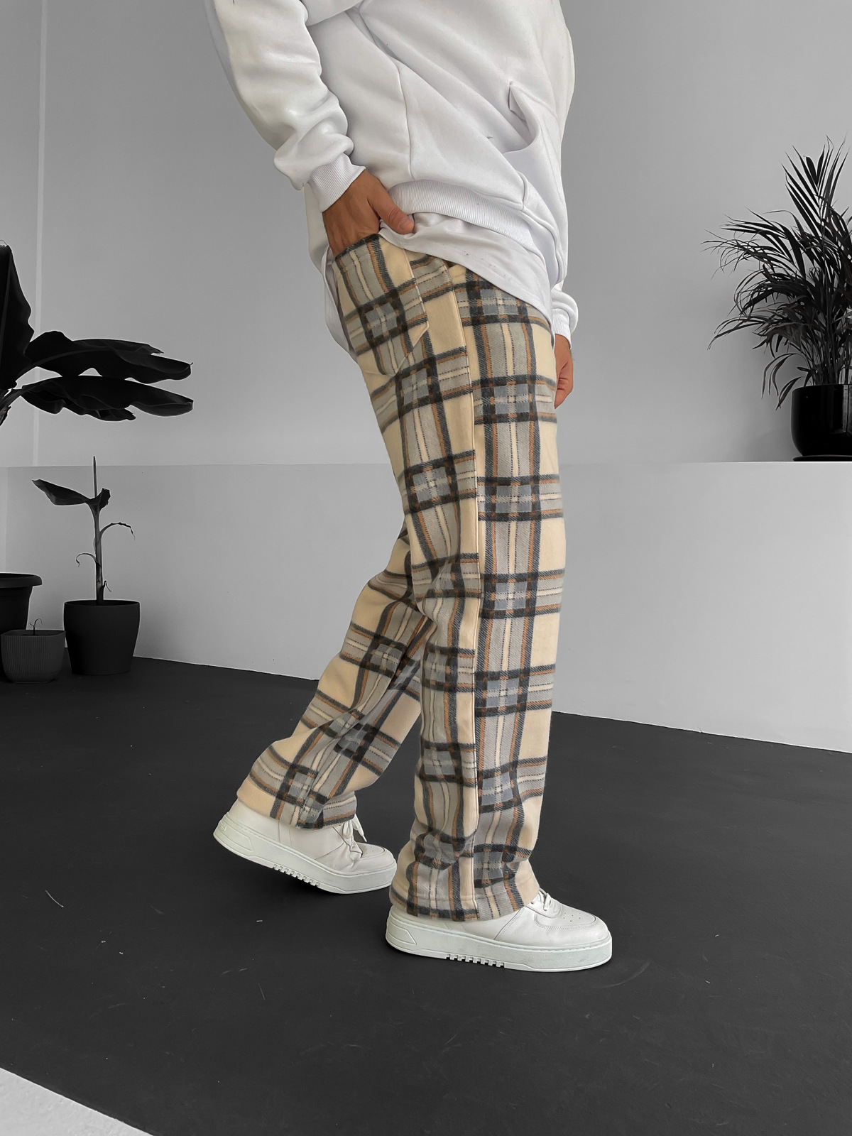 Mavi Ekose Polar Pantolon K-1036