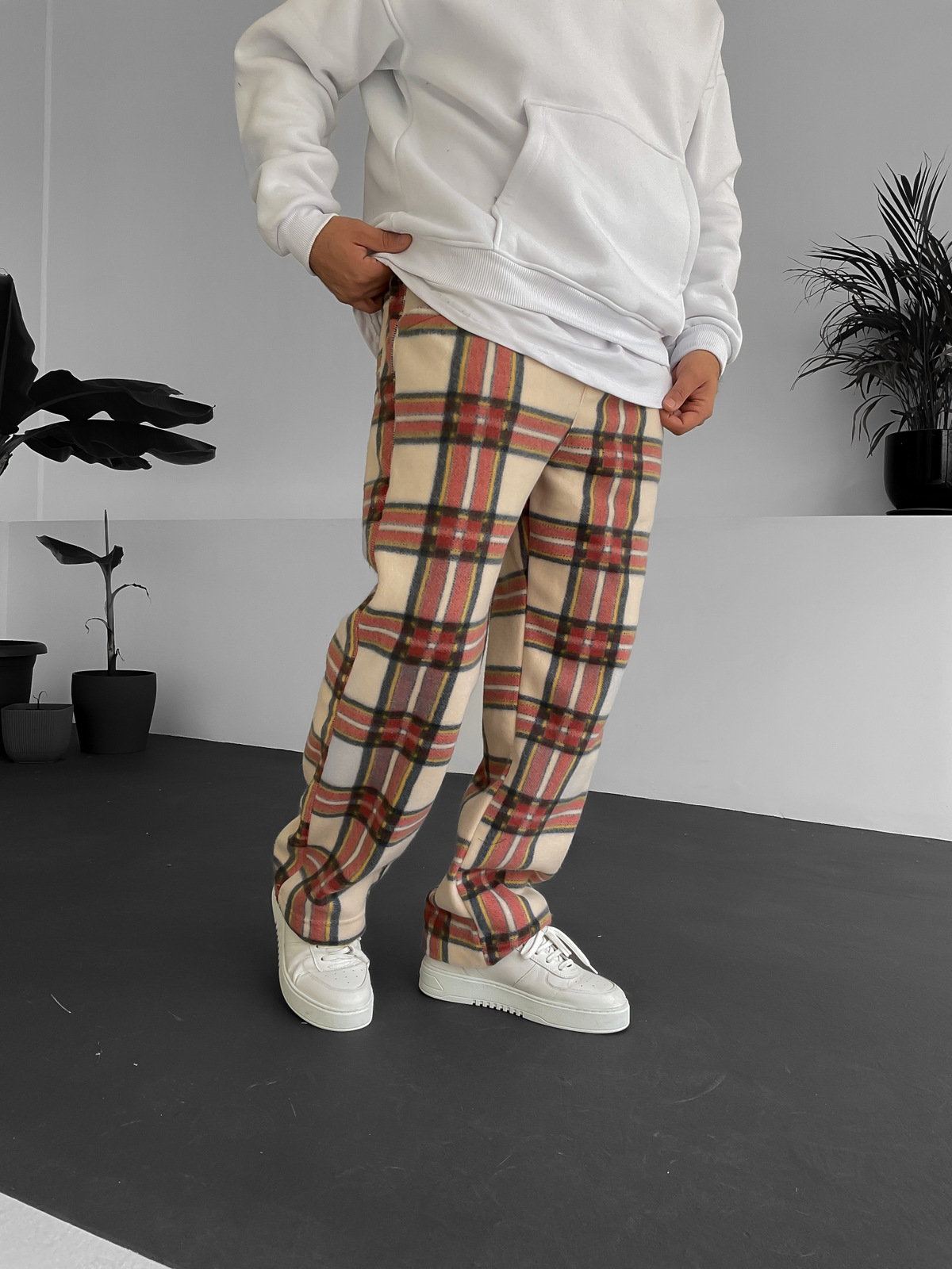 Kırmızı Ekose Polar Pantolon K-1036