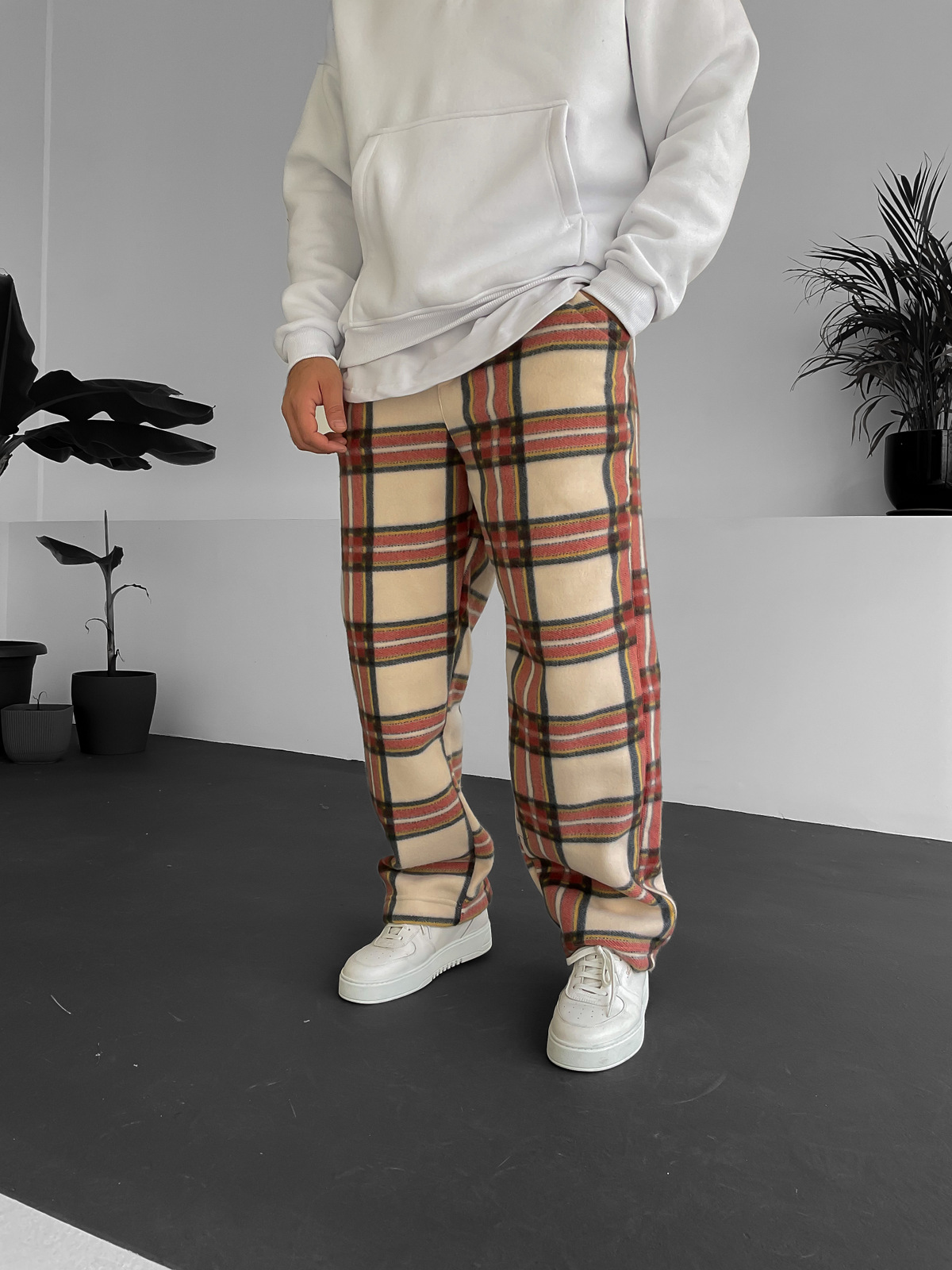 Kırmızı Ekose Polar Pantolon K-1036