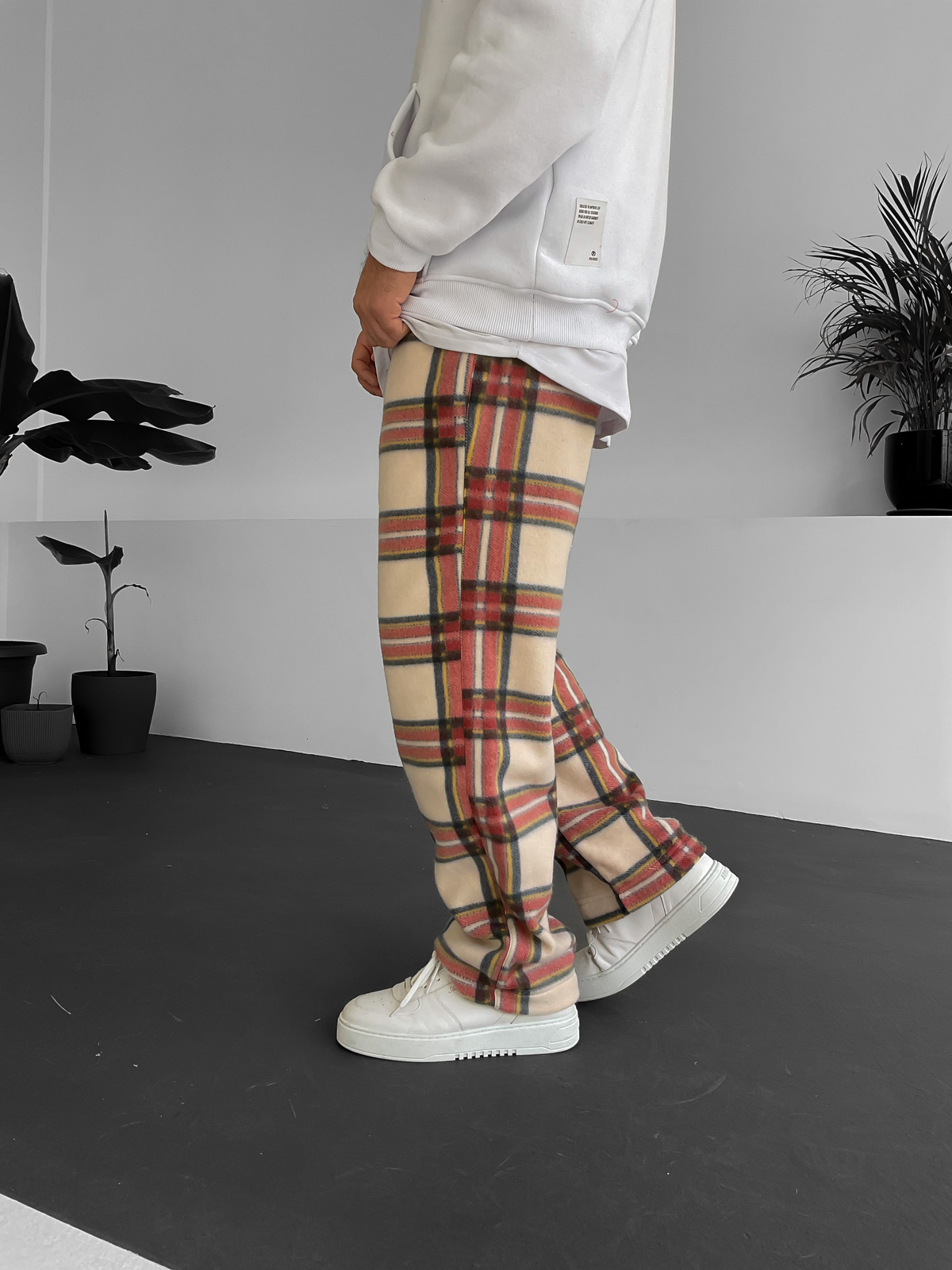 Kırmızı Ekose Polar Pantolon K-1036