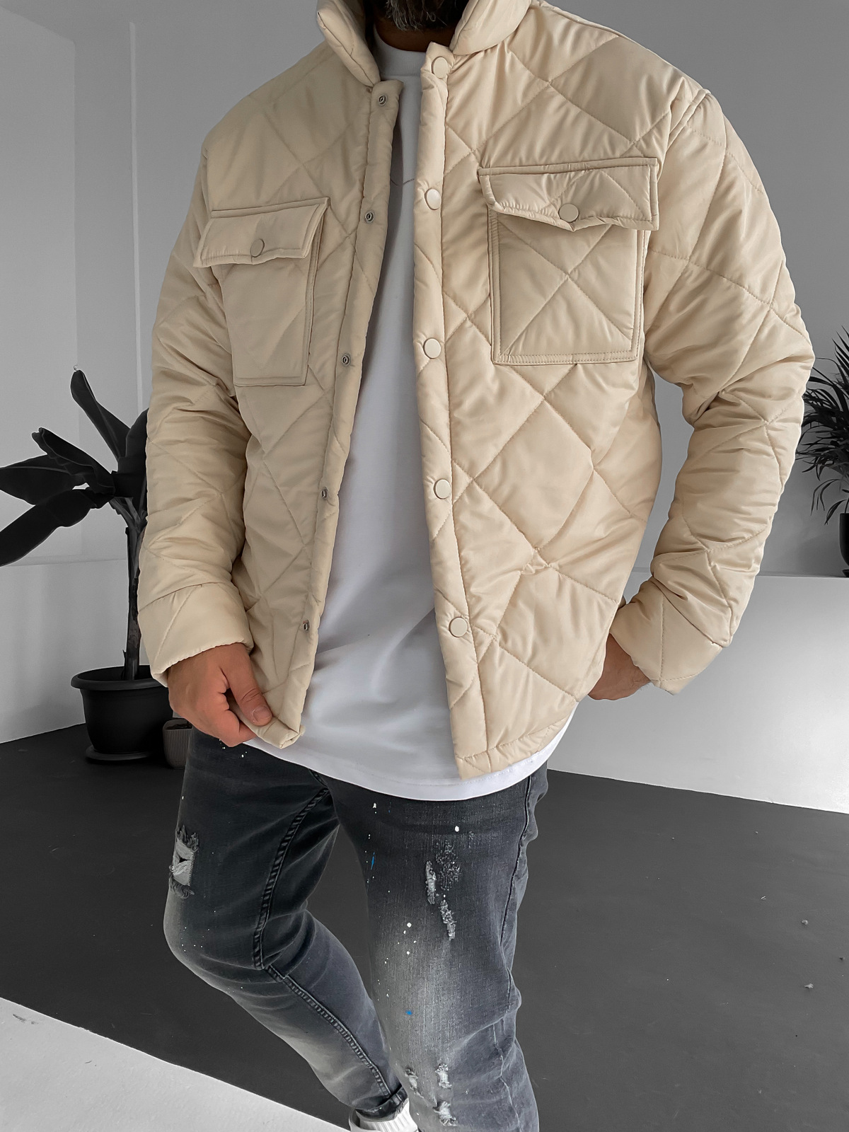 Bej Kapitone İnce Mont RC-3862