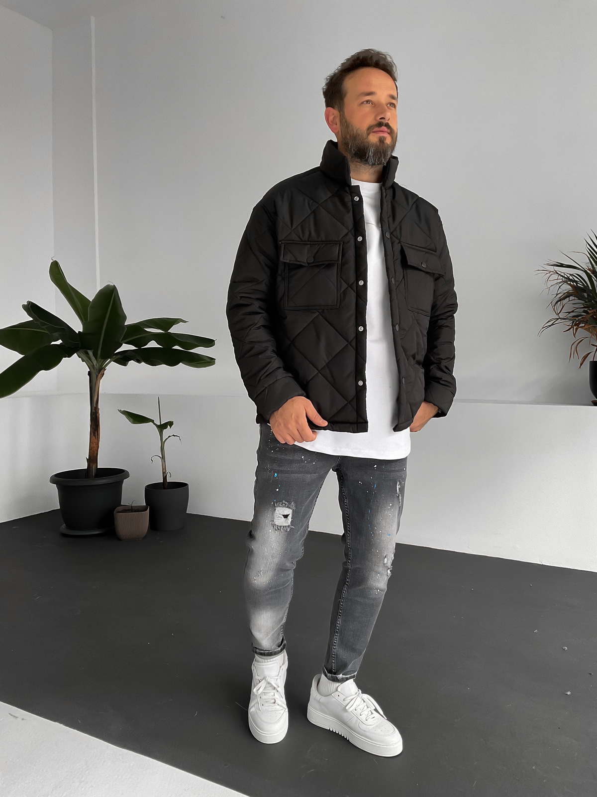 Siyah Kapitone İnce Mont RC-3862