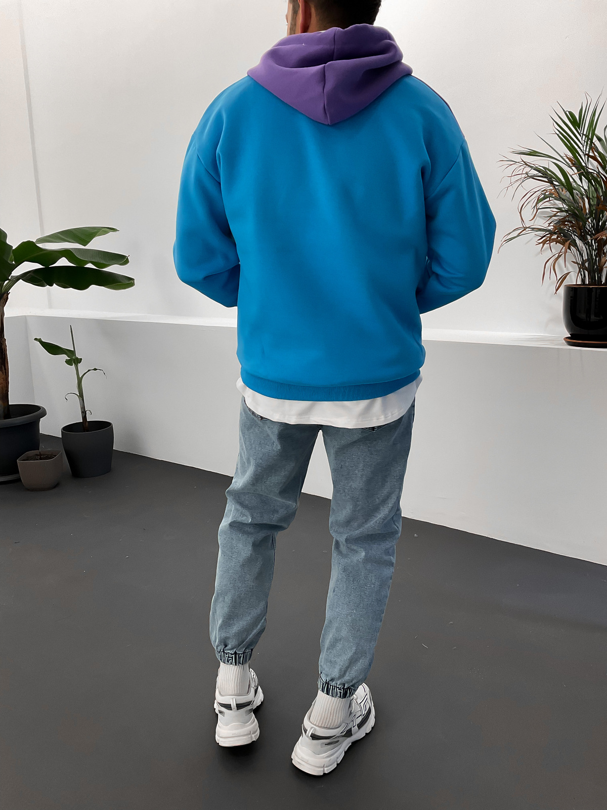 Mor W Parçalı Kapüşonlu Sweat ET-
