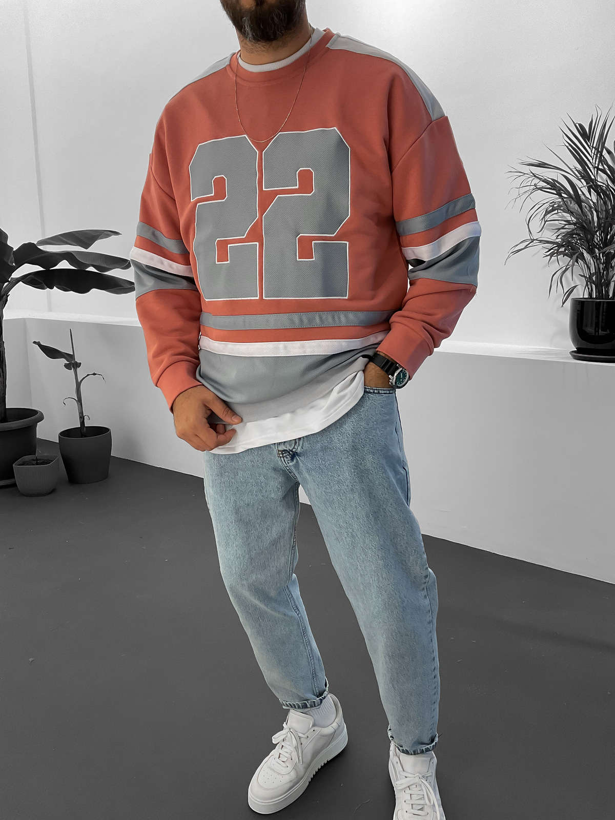 Pudra 22 Nakışlı Sweat ET-