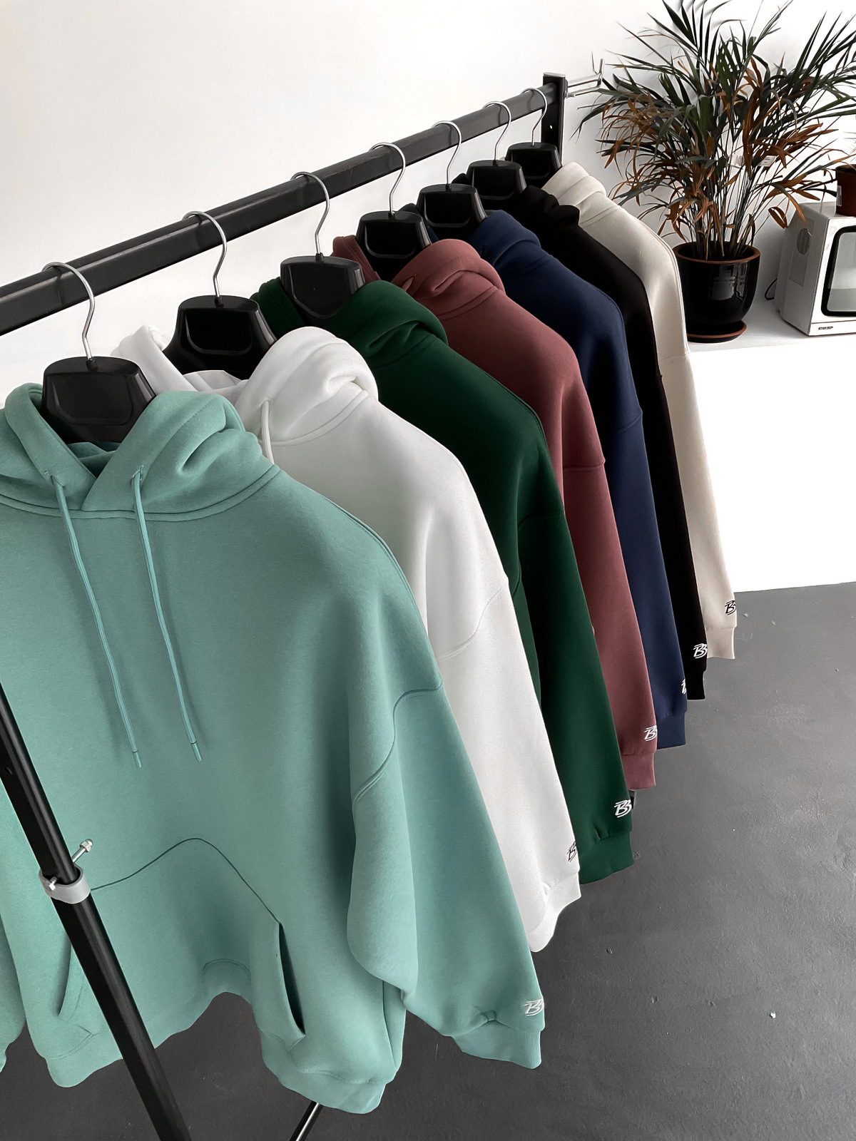 Beyaz Bybasicman Basic Kapüşonlu Sweat BY-1266