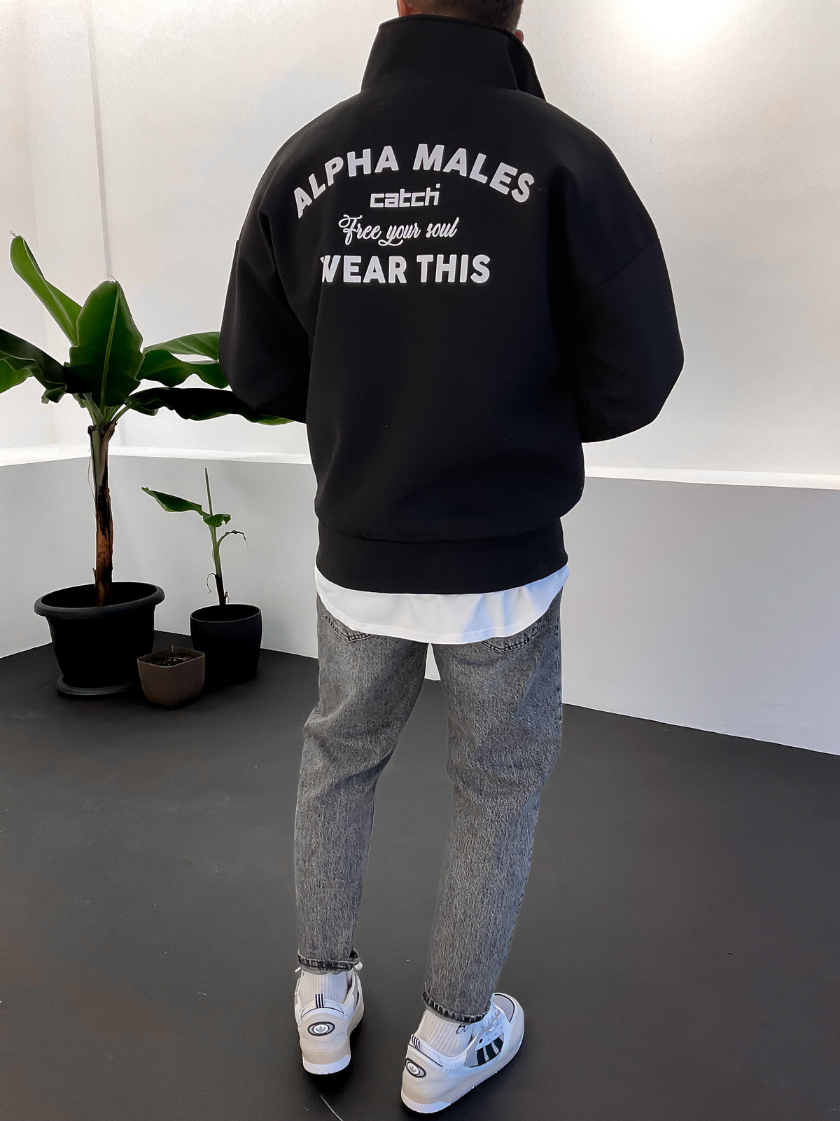 Siyah Yarım Fermuarlı Alpha Sweat C-471