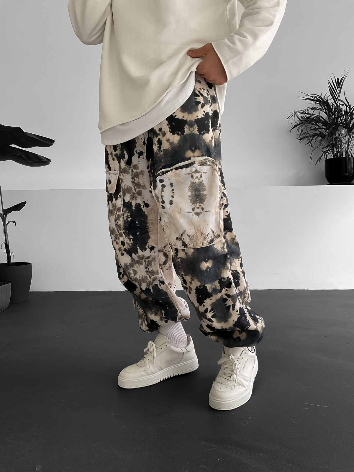 Ekru İnce Batik Kargo Pantolon GJ-15430-1-3