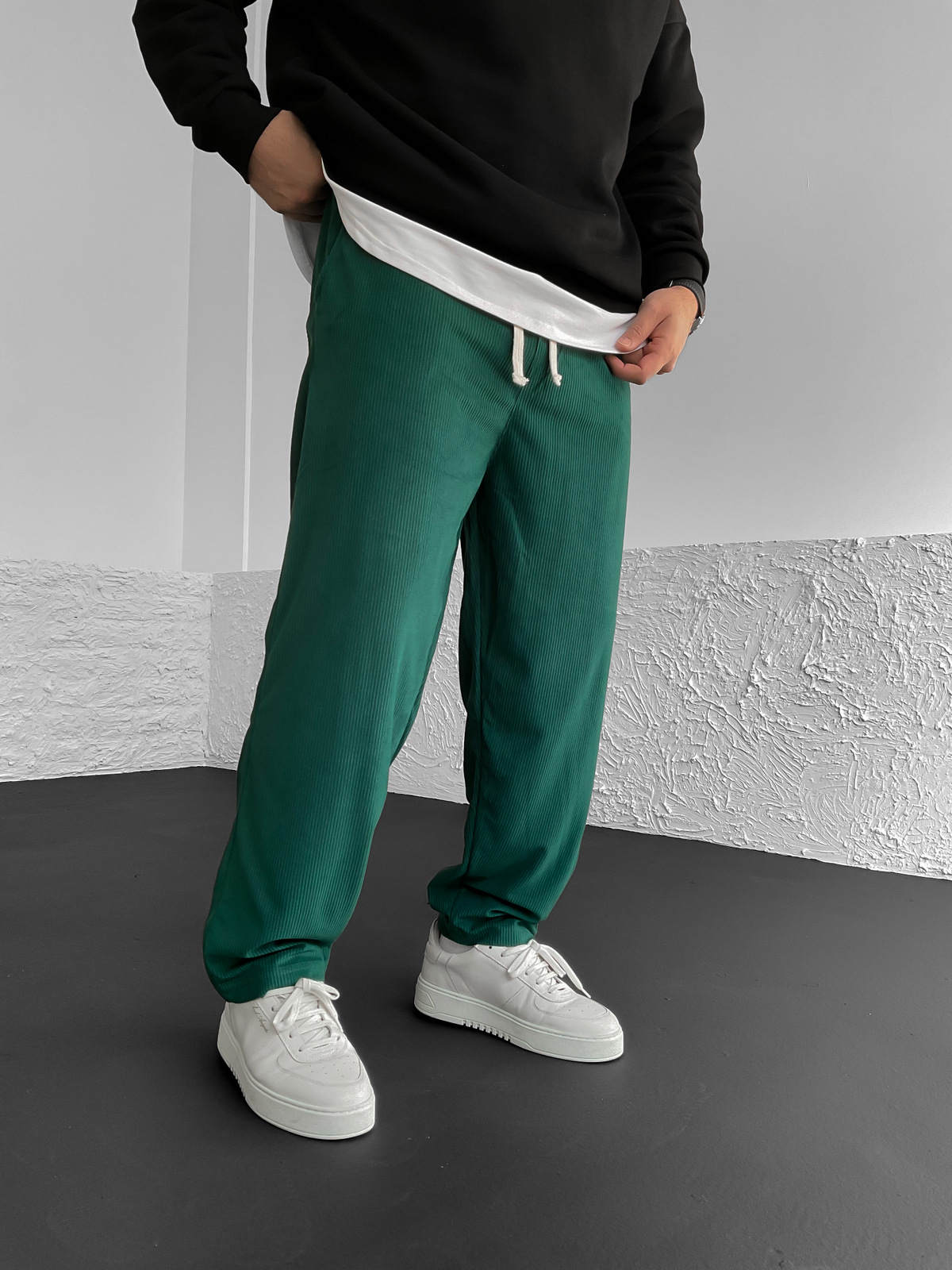 Koyu Yeşil Fitilli Kadife Pantolon B-3027