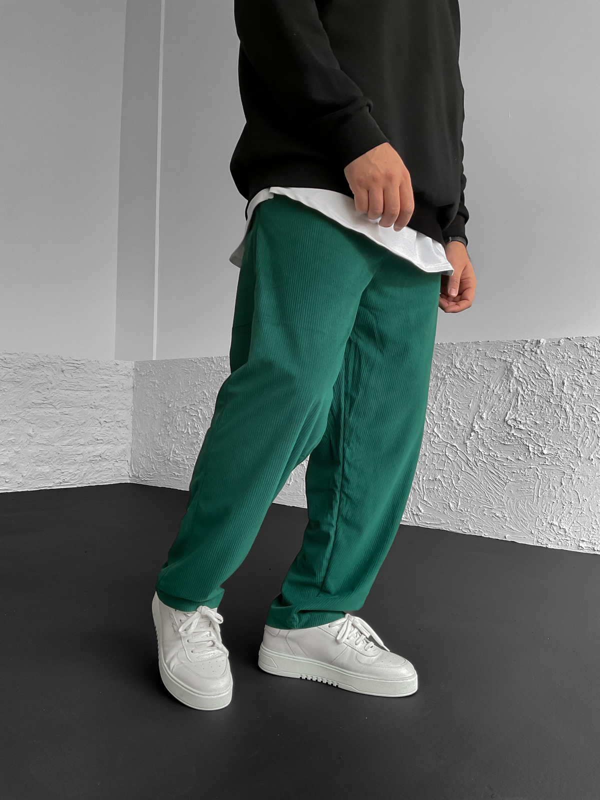 Koyu Yeşil Fitilli Kadife Pantolon B-3027